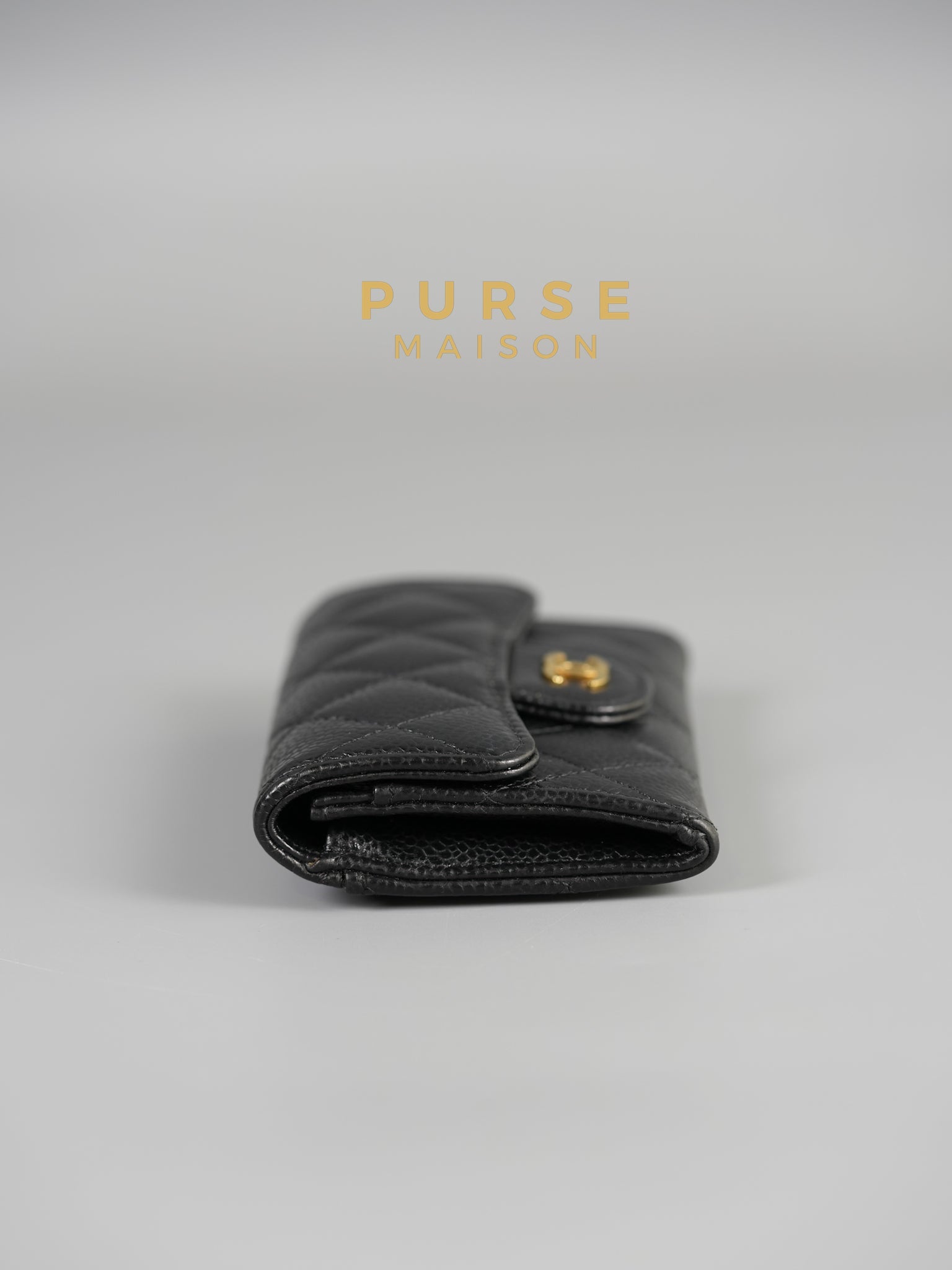 Classic Flap Card Holder in Black Caviar Leather (Microchip) | Purse Maison Luxury Bags Shop