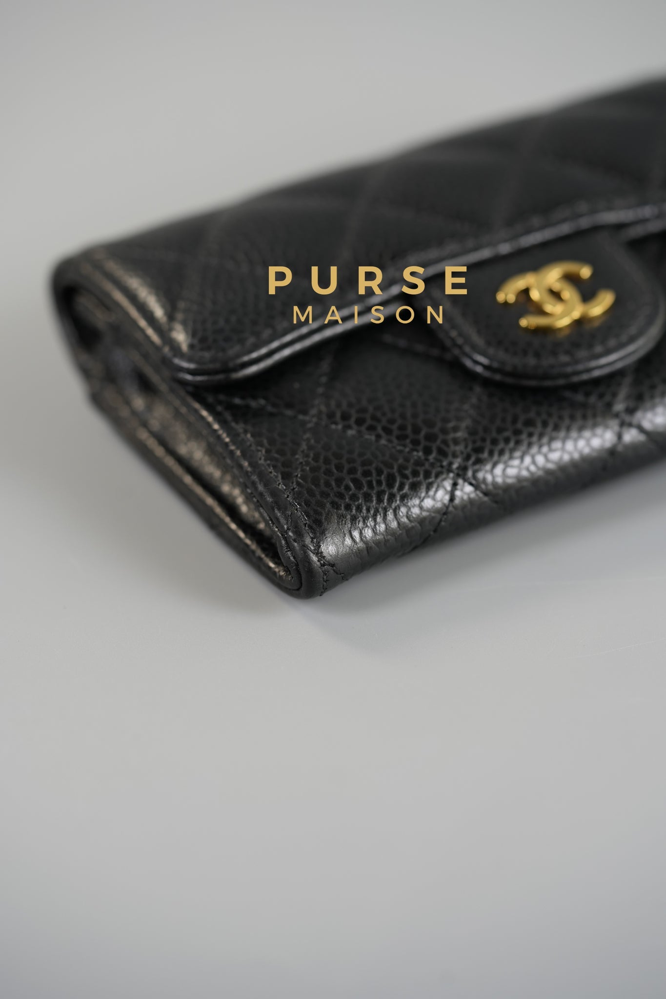 Classic Flap Card Holder in Black Caviar Leather (Microchip) | Purse Maison Luxury Bags Shop