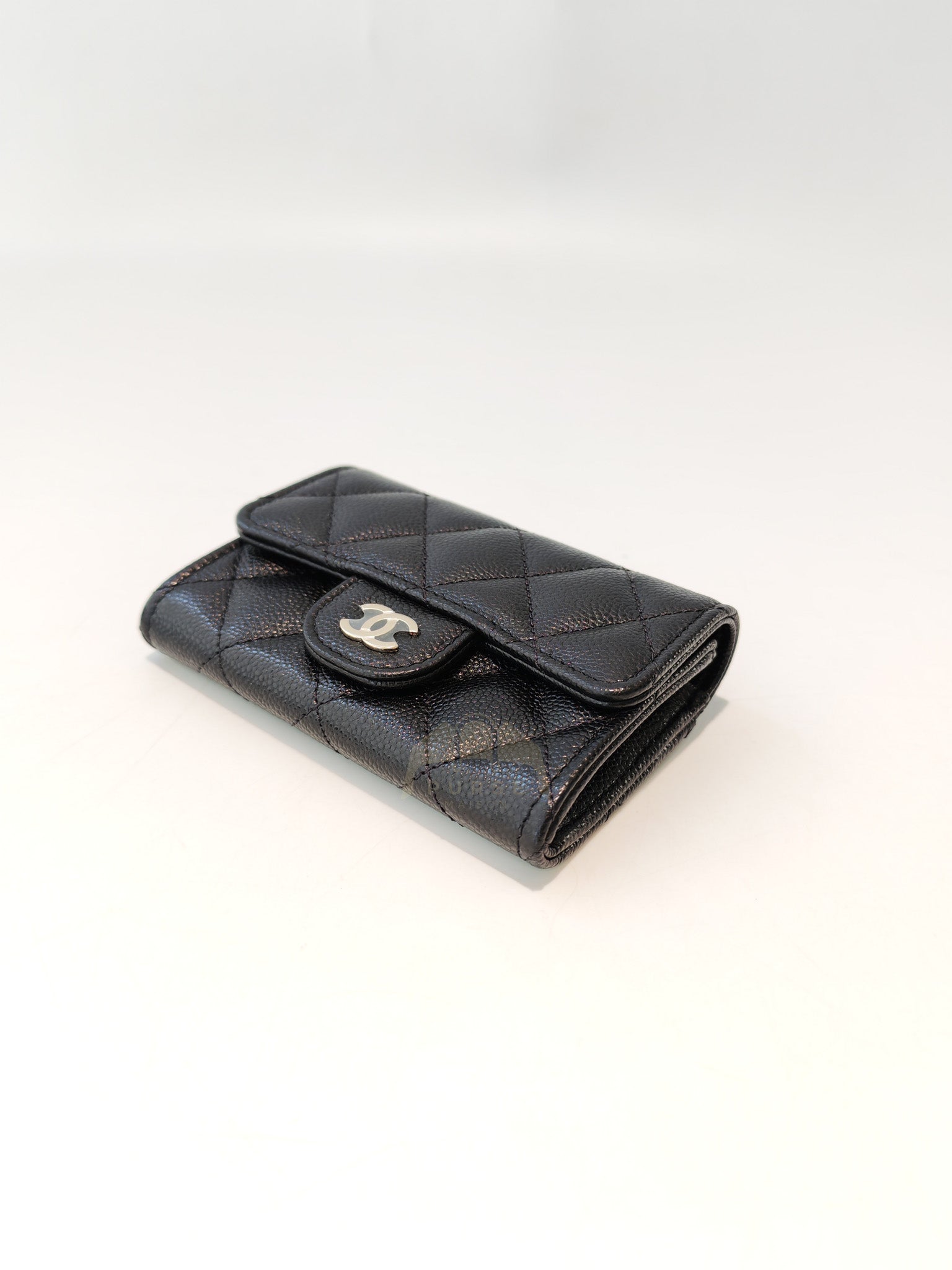 Classic Flap Card Holder with Zipper in Black Caviar Leather & Light Gold Hardware Microchip(HP****K8) | Purse Maison Luxury Bags Shop