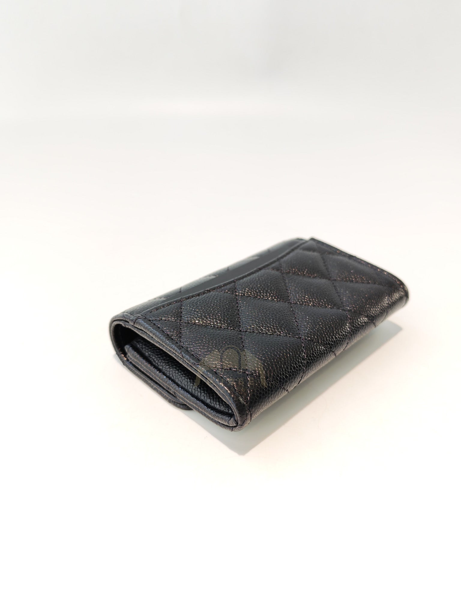 Classic Flap Card Holder with Zipper in Black Caviar Leather & Light Gold Hardware Microchip(HP****K8) | Purse Maison Luxury Bags Shop