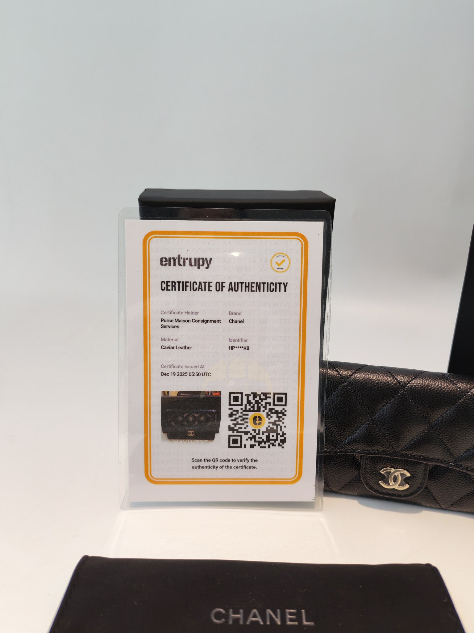 Classic Flap Card Holder with Zipper in Black Caviar Leather & Light Gold Hardware Microchip(HP****K8) | Purse Maison Luxury Bags Shop