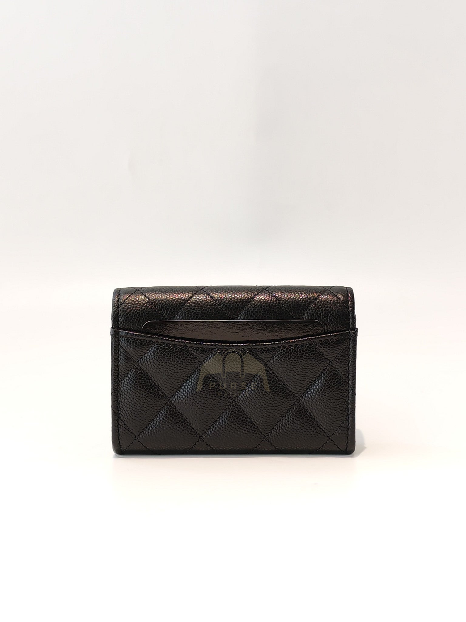 Classic Flap Card Holder with Zipper in Black Caviar Leather & Light Gold Hardware Microchip(HP****K8) | Purse Maison Luxury Bags Shop