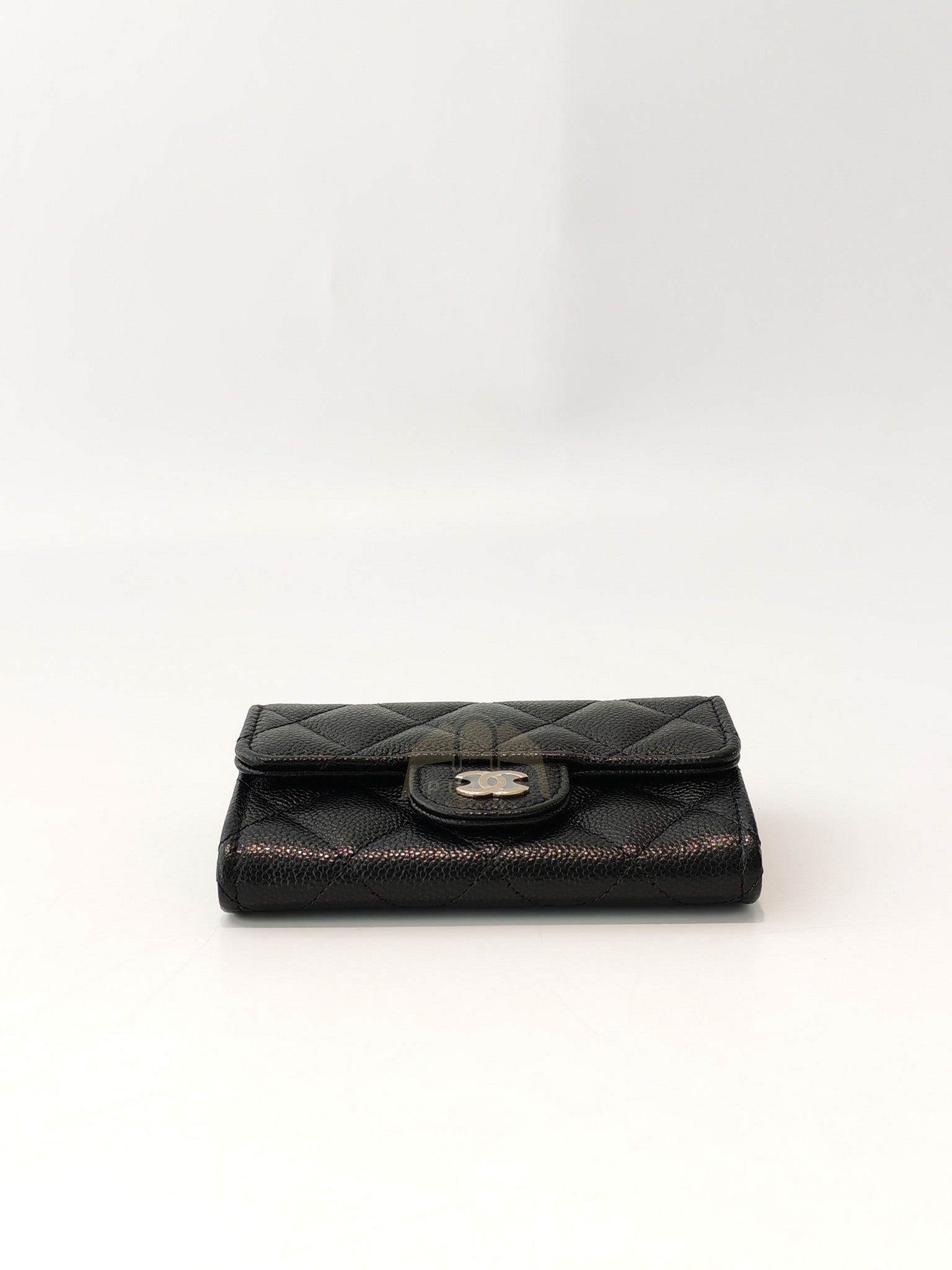 Classic Flap Card Holder with Zipper in Black Caviar Leather & Light Gold Hardware Microchip(HP****K8) | Purse Maison Luxury Bags Shop