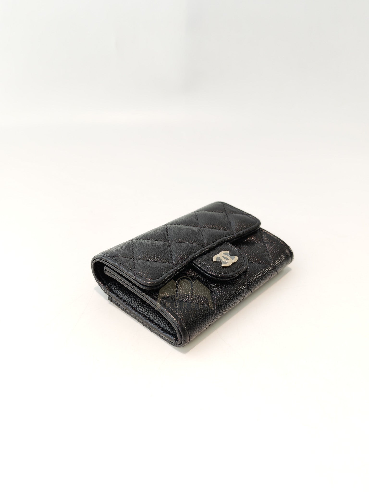 Classic Flap Card Holder with Zipper in Black Caviar Leather & Light Gold Hardware Microchip(HP****K8) | Purse Maison Luxury Bags Shop