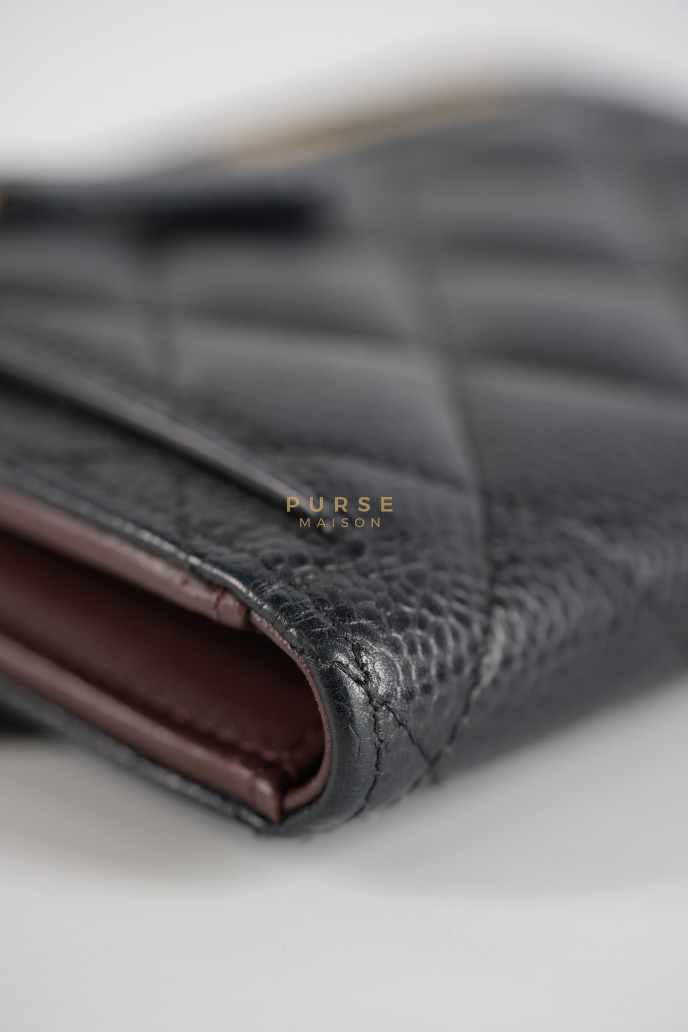 Classic Flap Wallet in Black Caviar Leather Gold Hardware Series 27 | Purse Maison Luxury Bags Shop