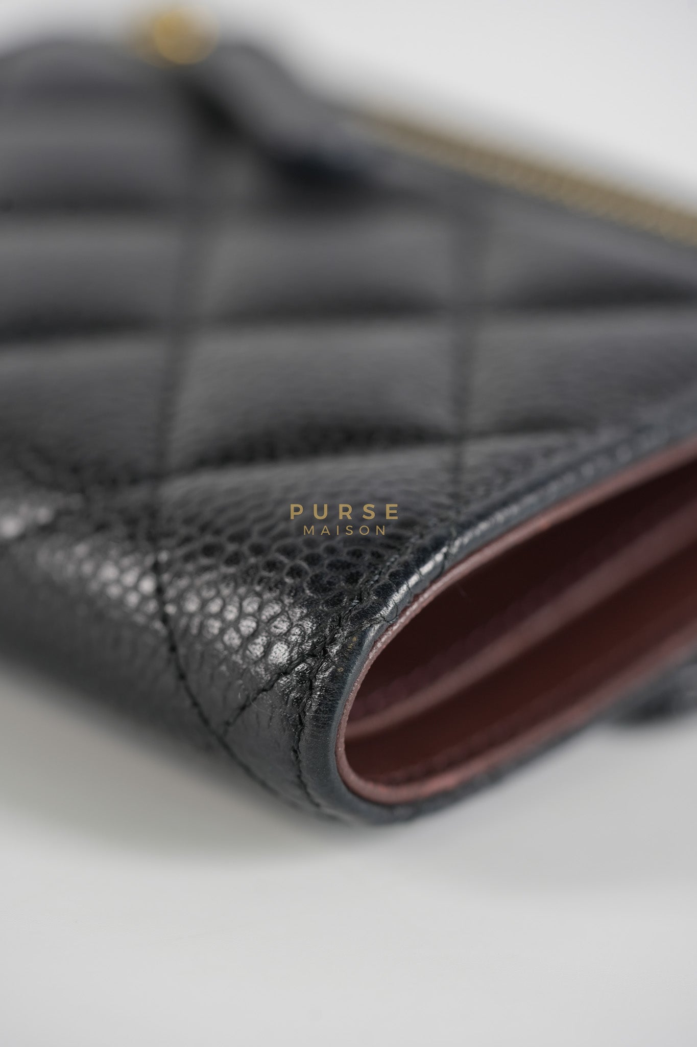Classic Flap Wallet in Black Caviar Leather Gold Hardware Series 27 | Purse Maison Luxury Bags Shop