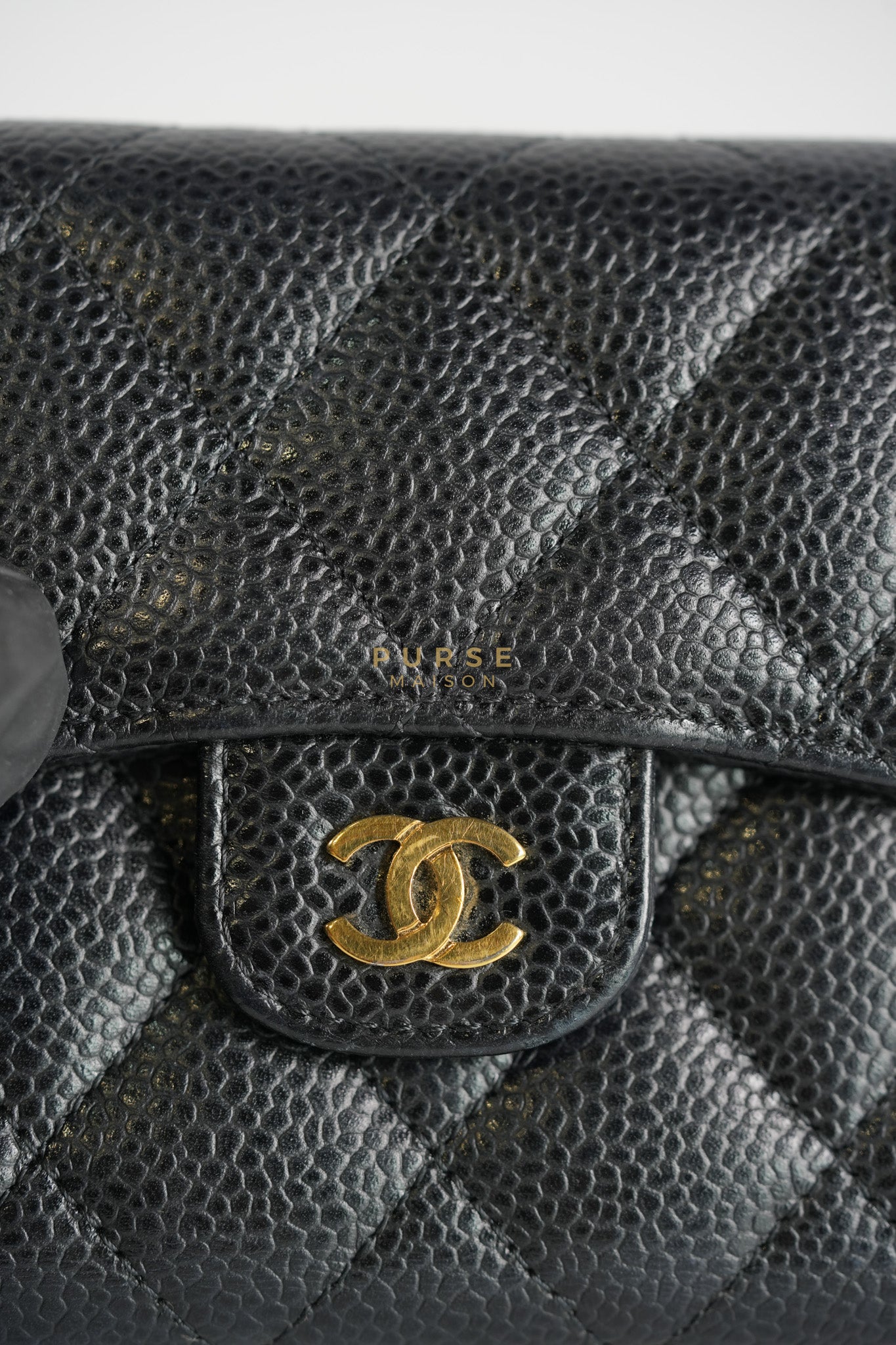 Classic Flap Wallet in Black Caviar Leather Gold Hardware Series 27 | Purse Maison Luxury Bags Shop
