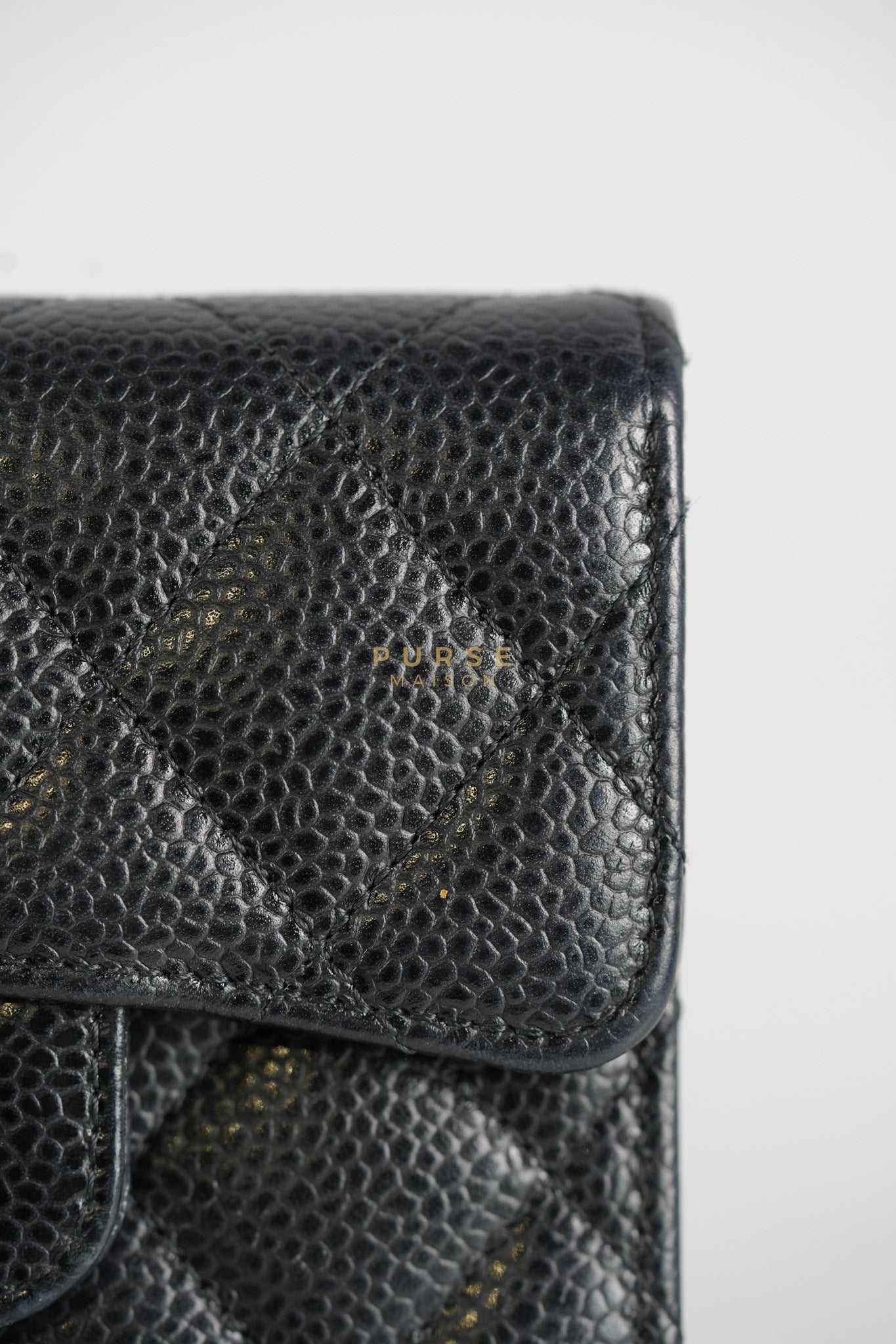 Classic Flap Wallet in Black Caviar Leather Gold Hardware Series 27 | Purse Maison Luxury Bags Shop