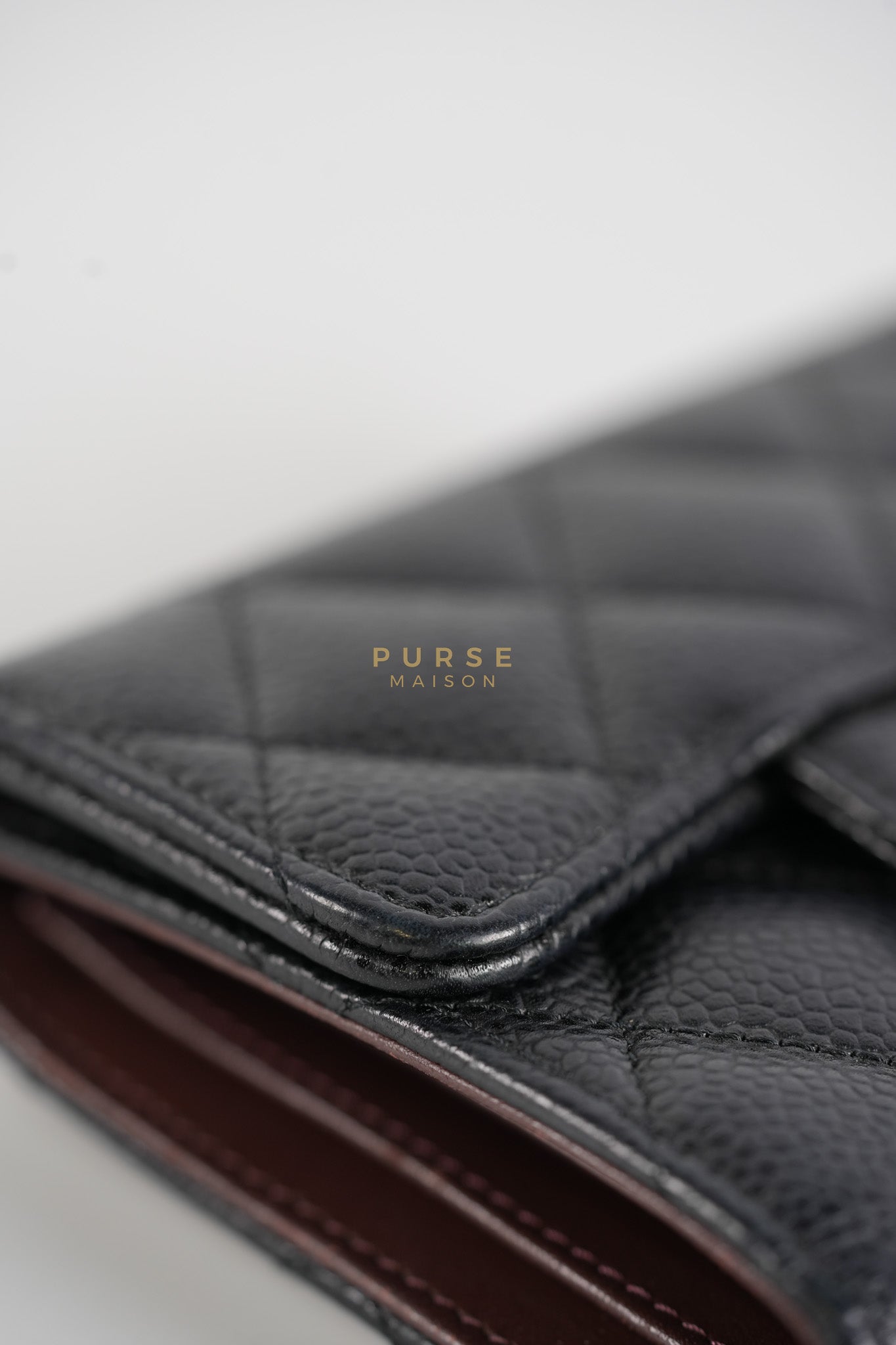 Classic Flap Wallet in Black Caviar Leather Gold Hardware Series 27 | Purse Maison Luxury Bags Shop