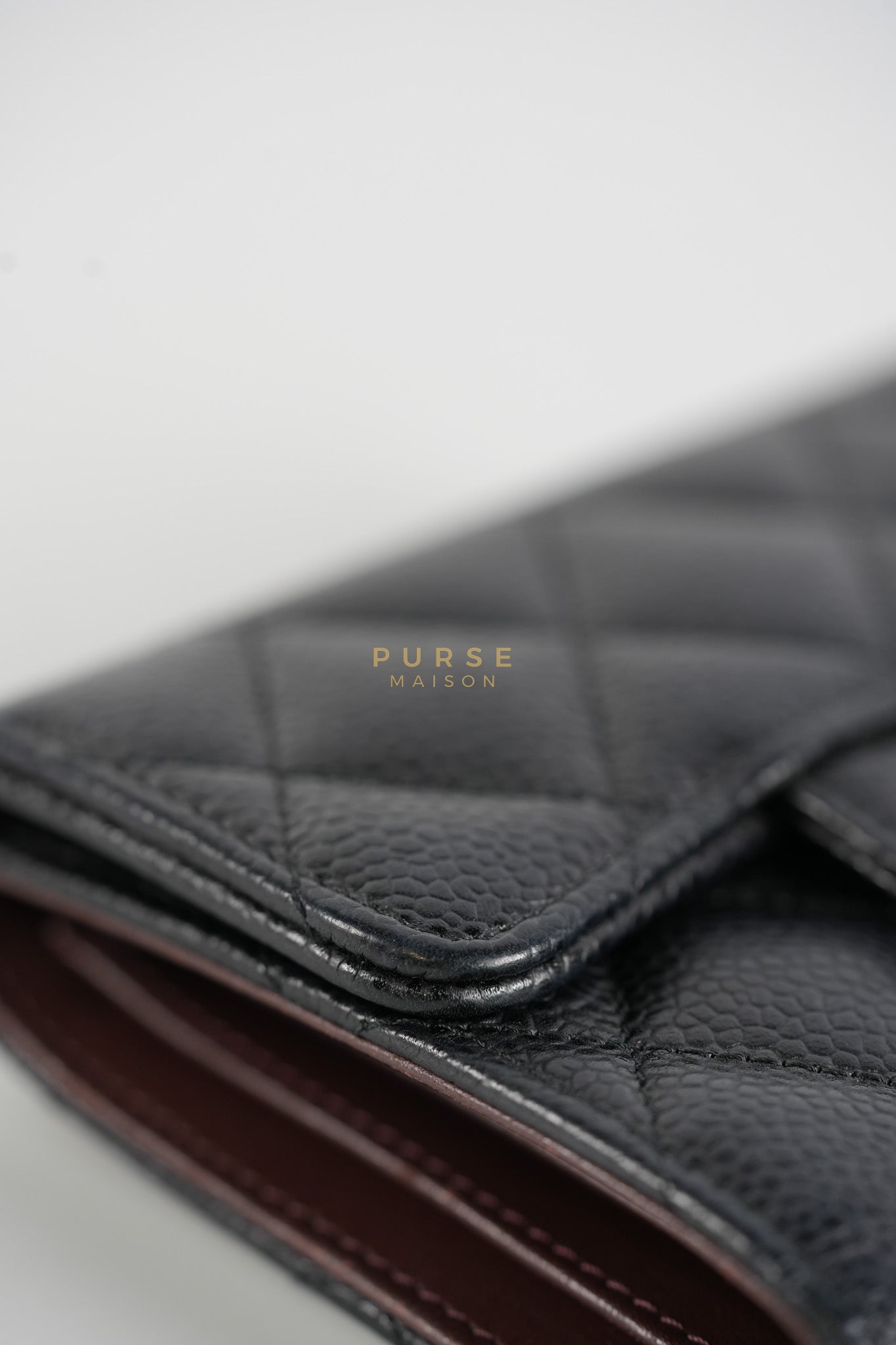 Classic Flap Wallet in Black Caviar Leather Gold Hardware Series 27 | Purse Maison Luxury Bags Shop