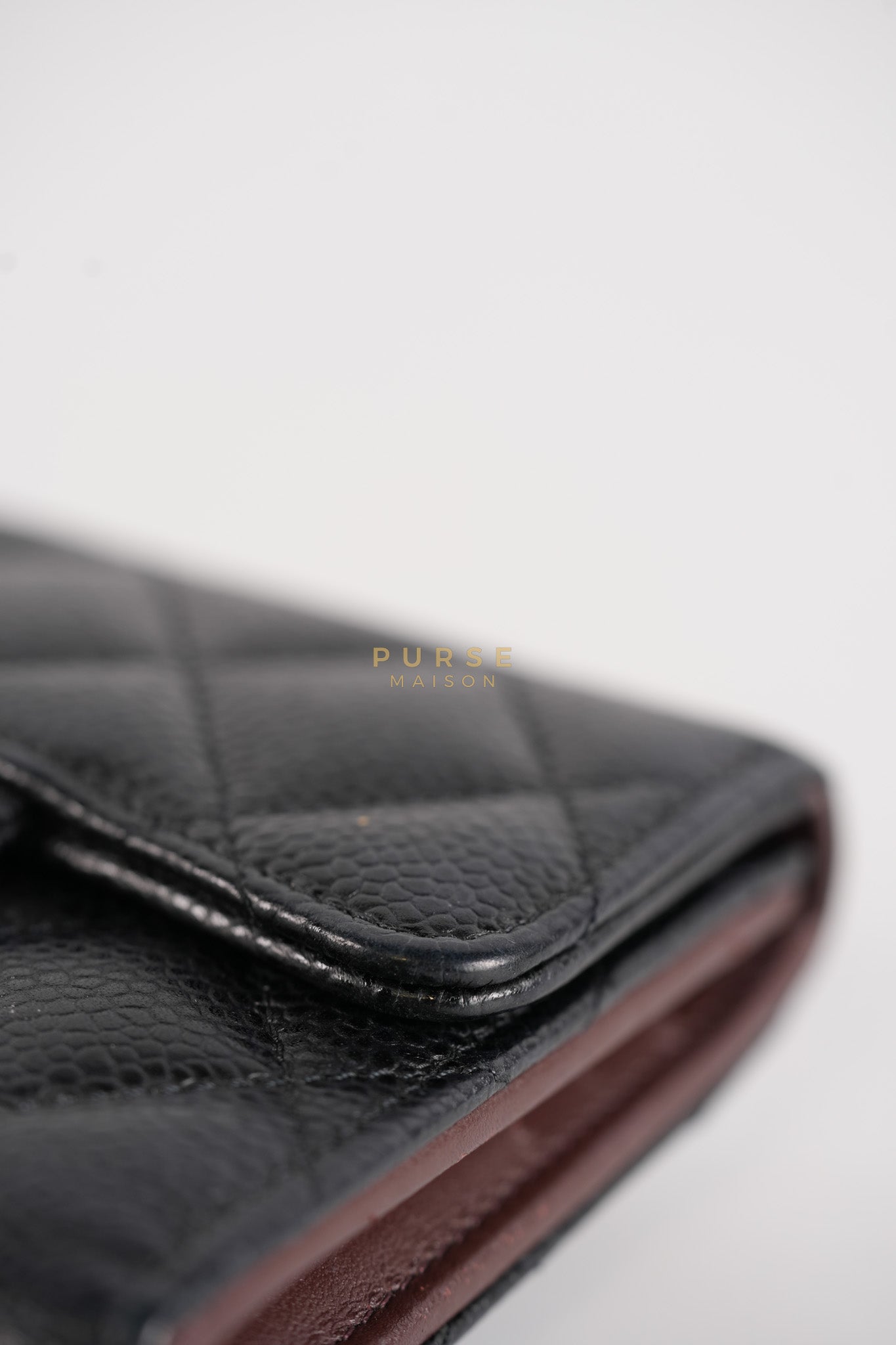 Classic Flap Wallet in Black Caviar Leather Gold Hardware Series 27 | Purse Maison Luxury Bags Shop