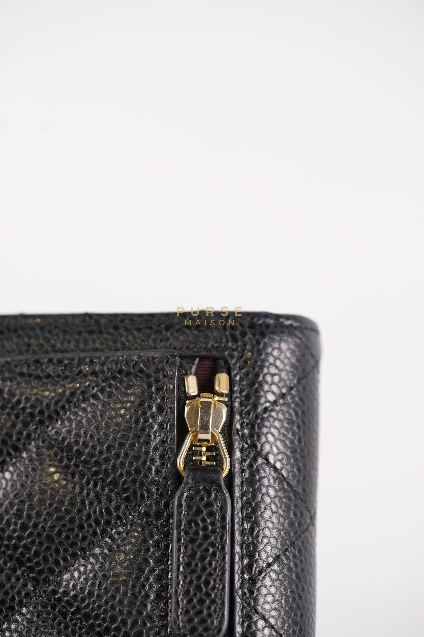 Classic Flap Wallet in Black Caviar Leather Gold Hardware Series 27 | Purse Maison Luxury Bags Shop