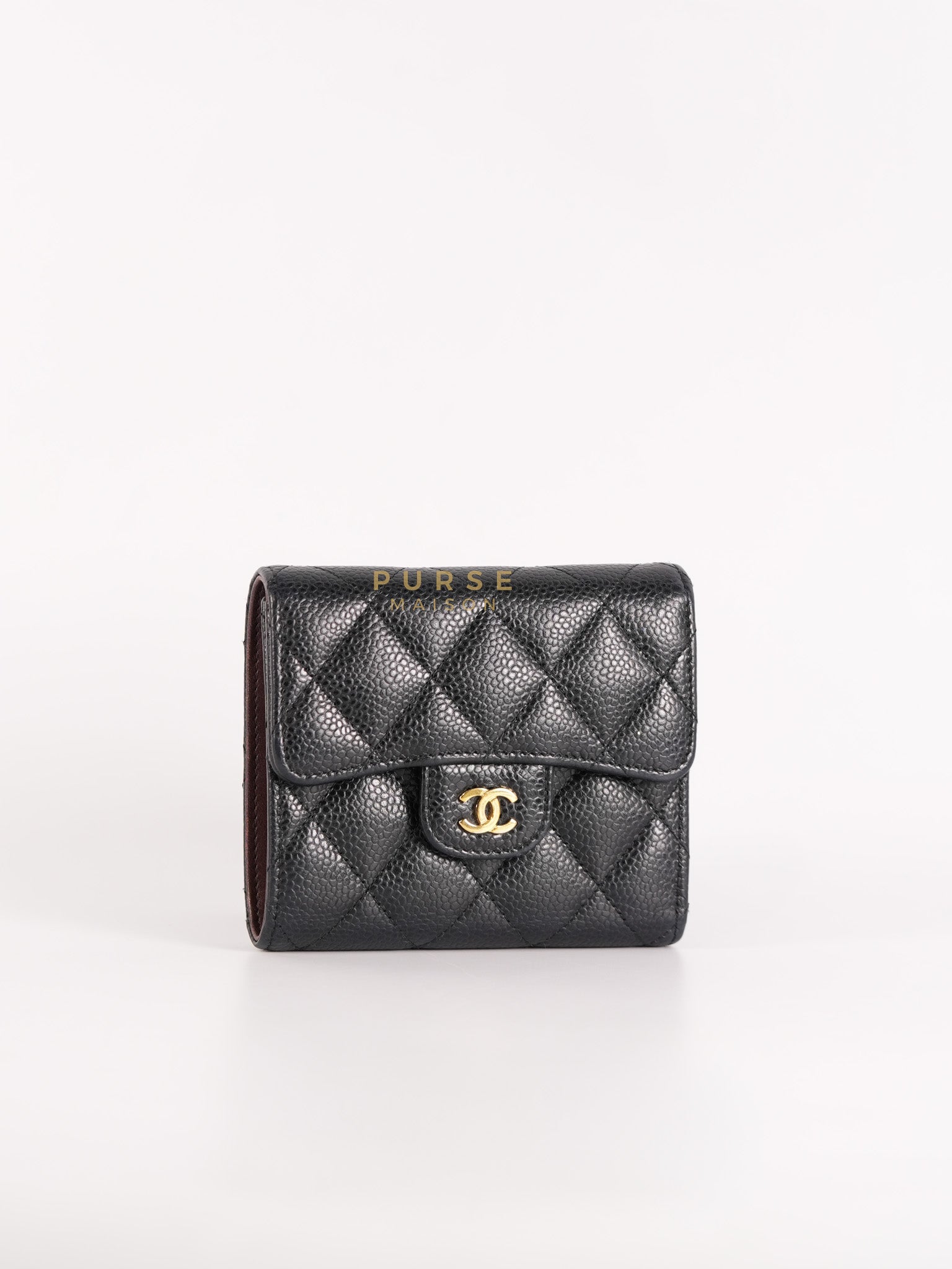 Classic Flap Wallet in Black Caviar Leather Gold Hardware Series 27 | Purse Maison Luxury Bags Shop