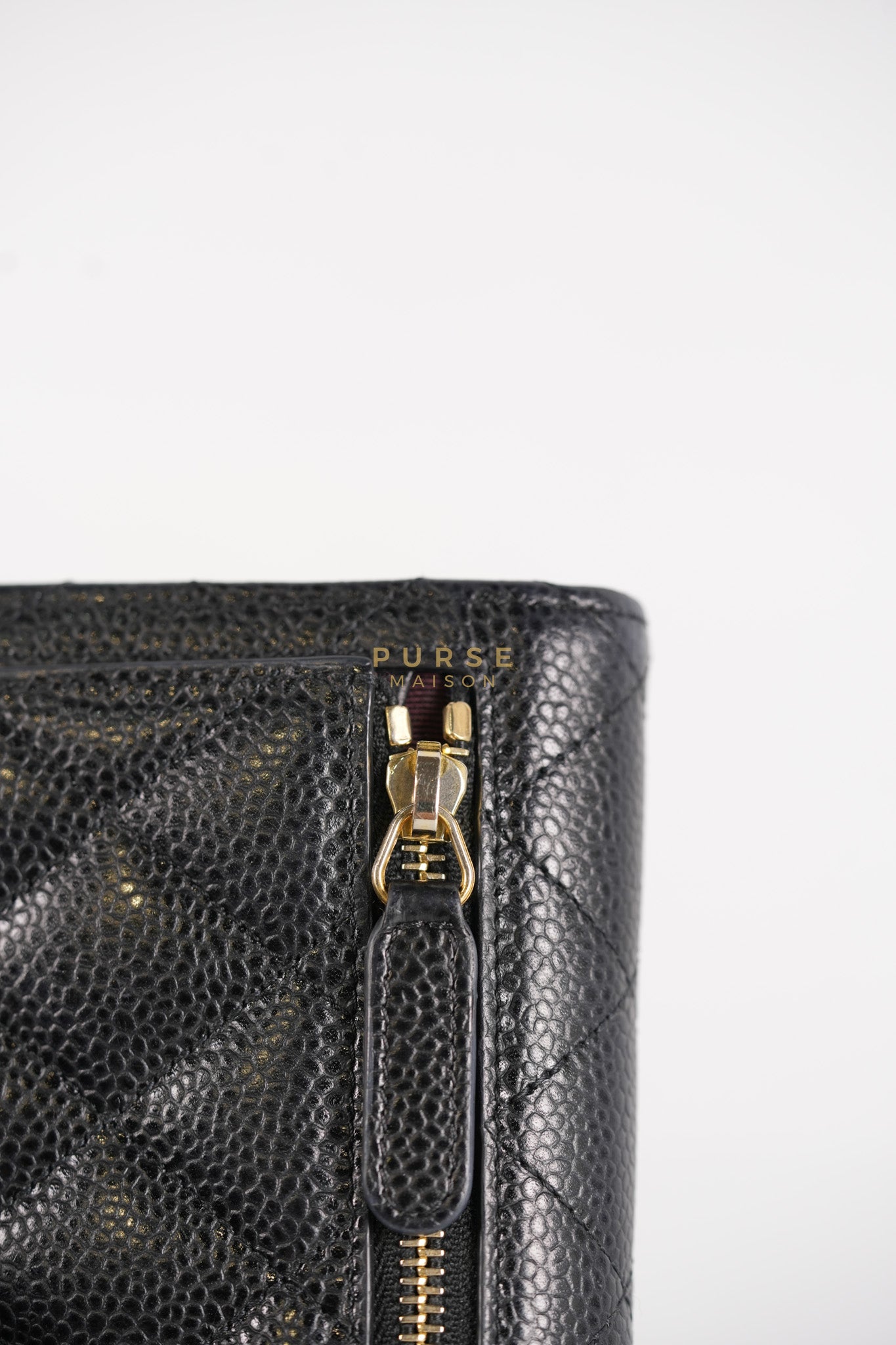 Classic Flap Wallet in Black Caviar Leather Gold Hardware Series 27 | Purse Maison Luxury Bags Shop