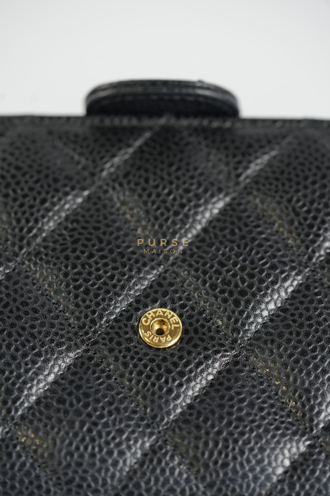 Classic Flap Wallet in Black Caviar Leather Gold Hardware Series 27 | Purse Maison Luxury Bags Shop