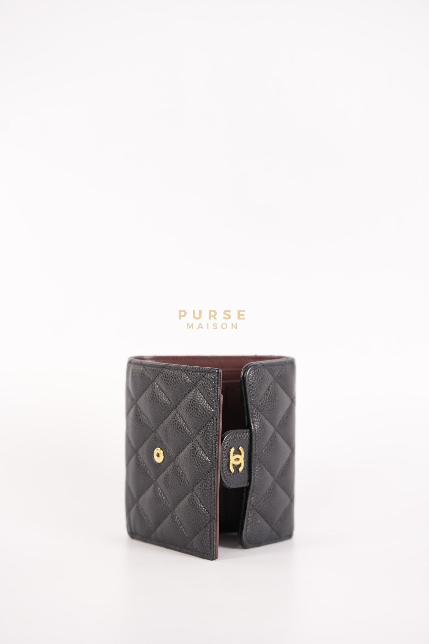 Classic Flap Wallet in Black Caviar Leather Gold Hardware Series 27 | Purse Maison Luxury Bags Shop