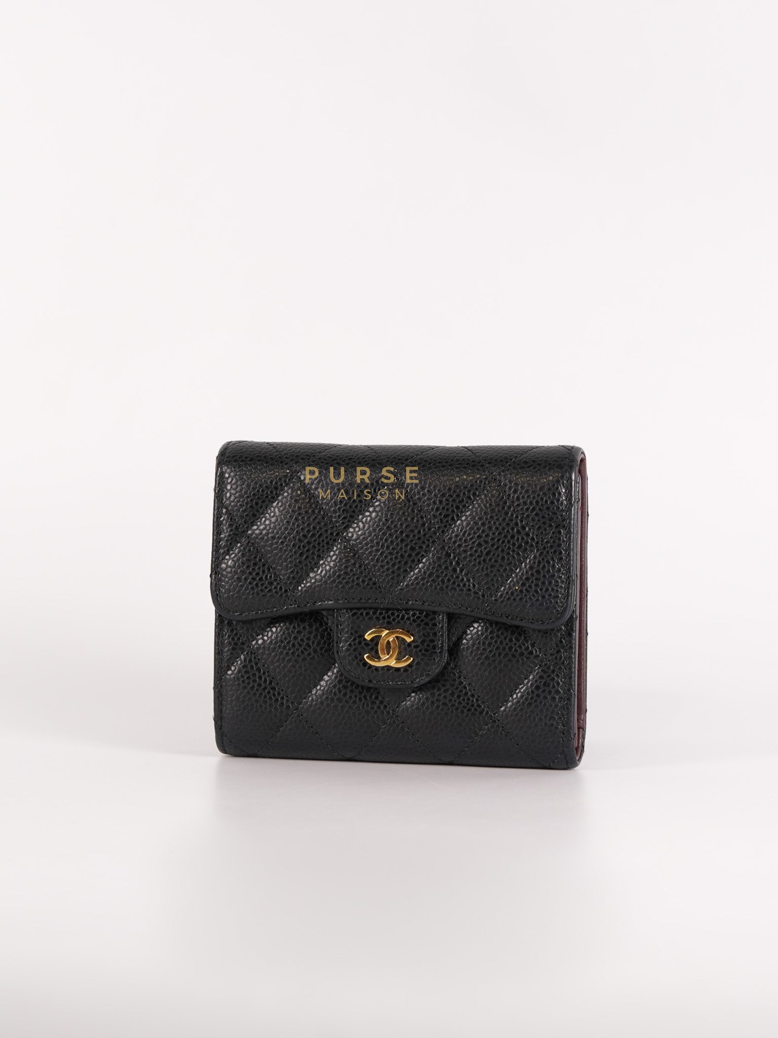Classic Flap Wallet in Black Caviar Leather Gold Hardware Series 27 | Purse Maison Luxury Bags Shop