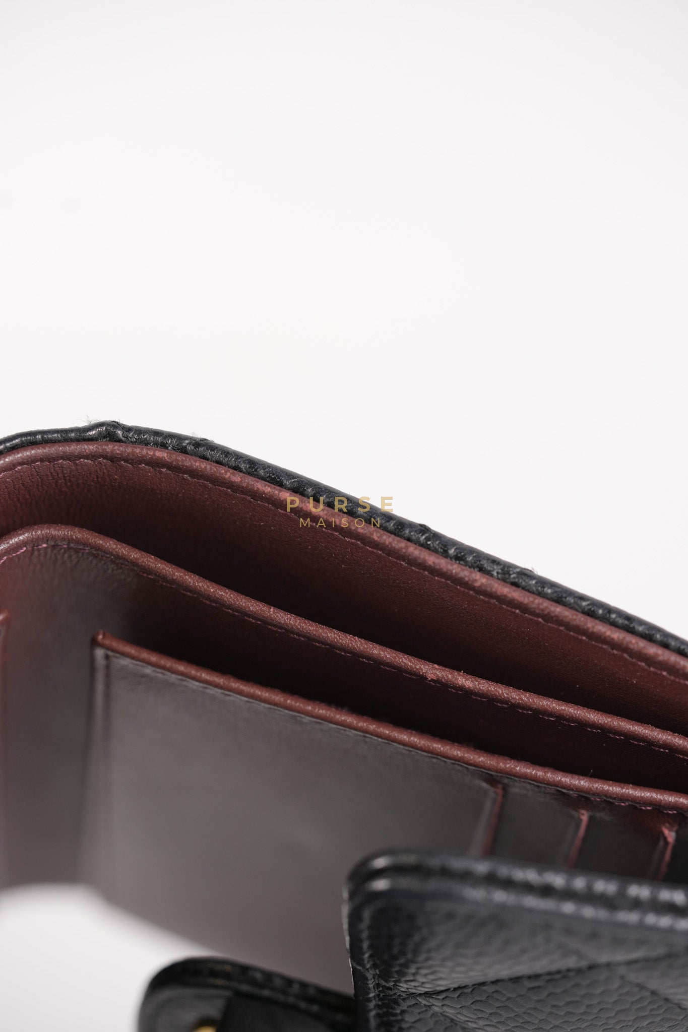 Classic Flap Wallet in Black Caviar Leather Gold Hardware Series 27 | Purse Maison Luxury Bags Shop