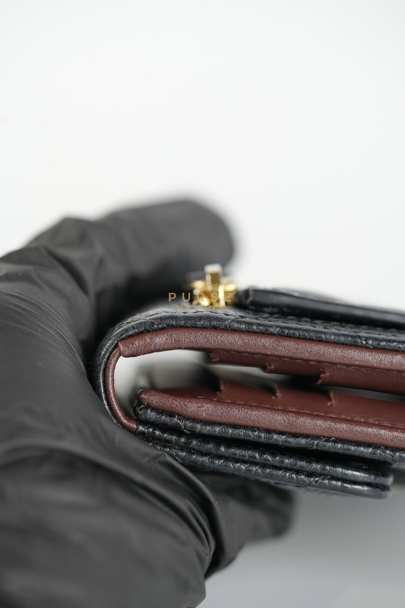 Classic Flap Wallet in Black Caviar Leather Gold Hardware Series 27 | Purse Maison Luxury Bags Shop