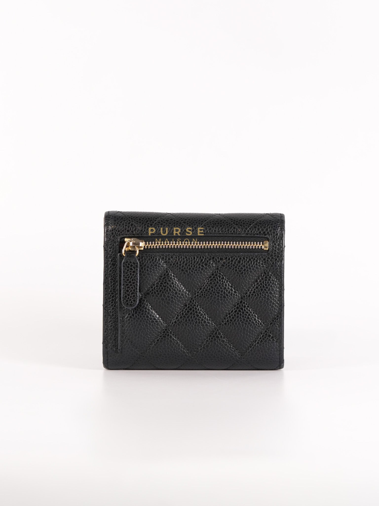 Classic Flap Wallet in Black Caviar Leather Gold Hardware Series 27 | Purse Maison Luxury Bags Shop
