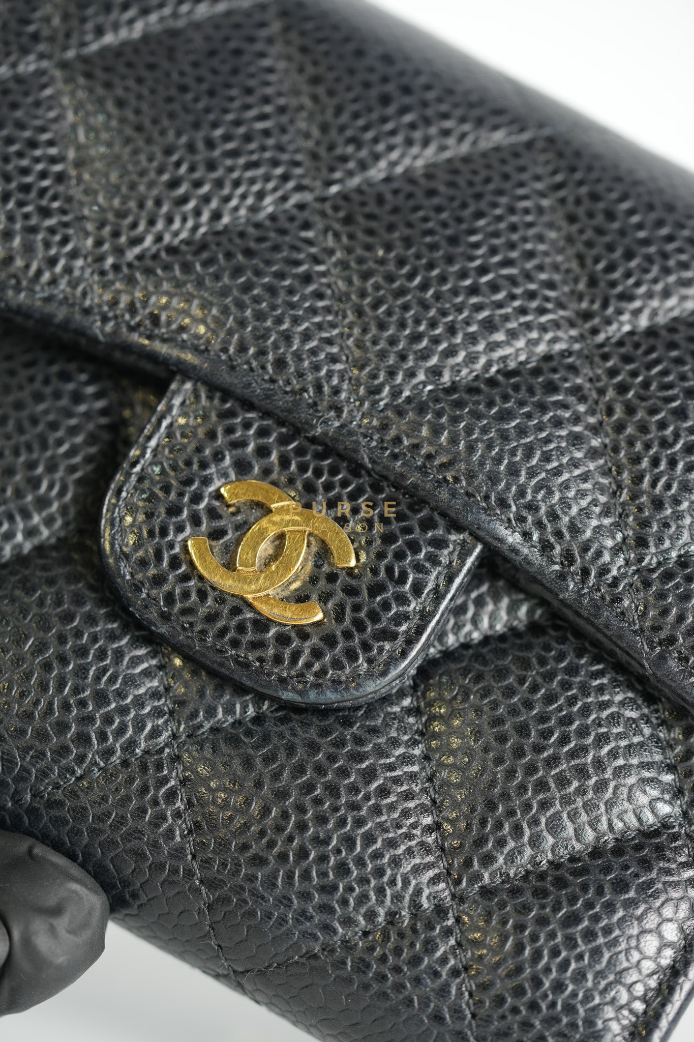 Classic Flap Wallet in Black Caviar Leather Gold Hardware Series 27 | Purse Maison Luxury Bags Shop