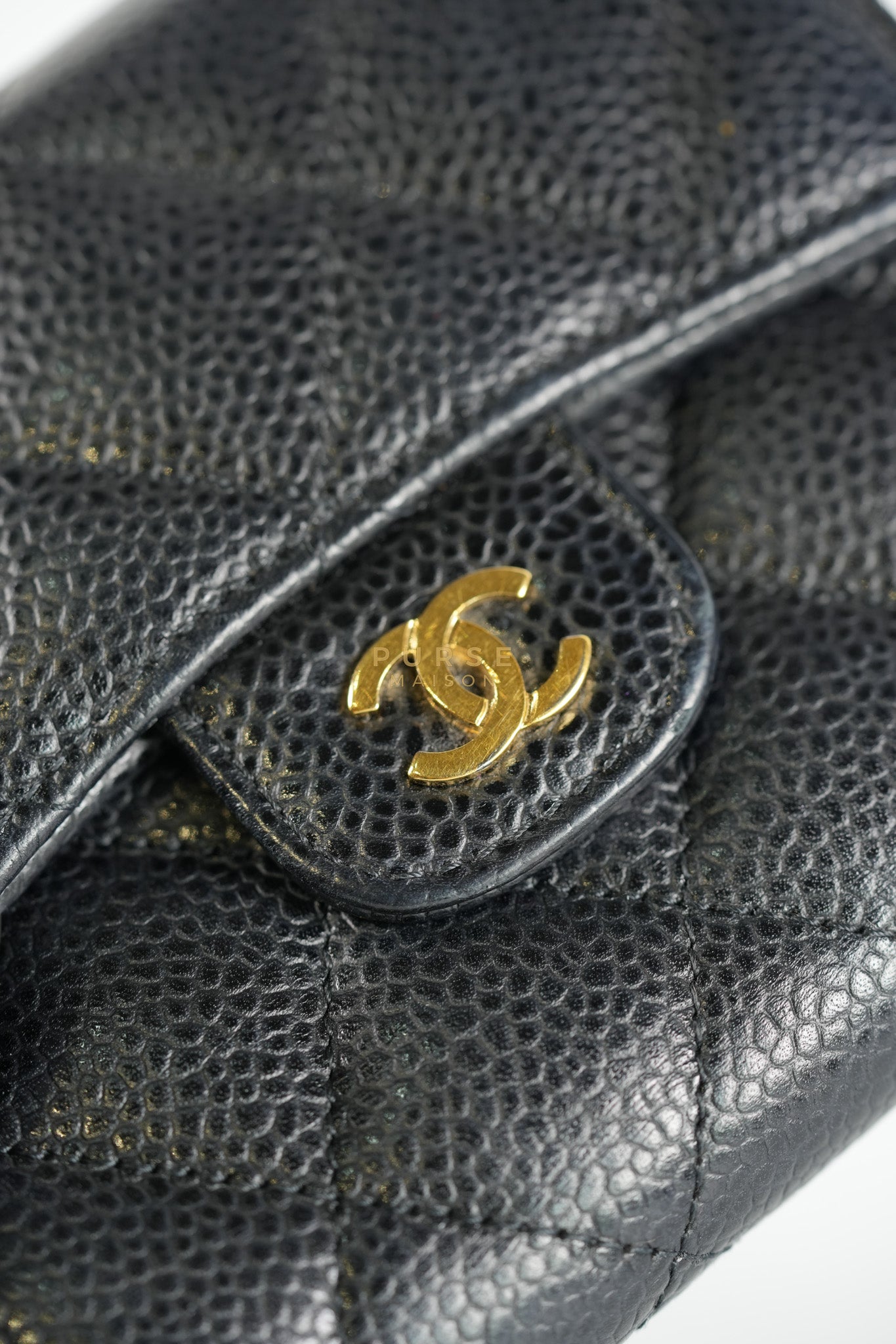 Classic Flap Wallet in Black Caviar Leather Gold Hardware Series 27 | Purse Maison Luxury Bags Shop
