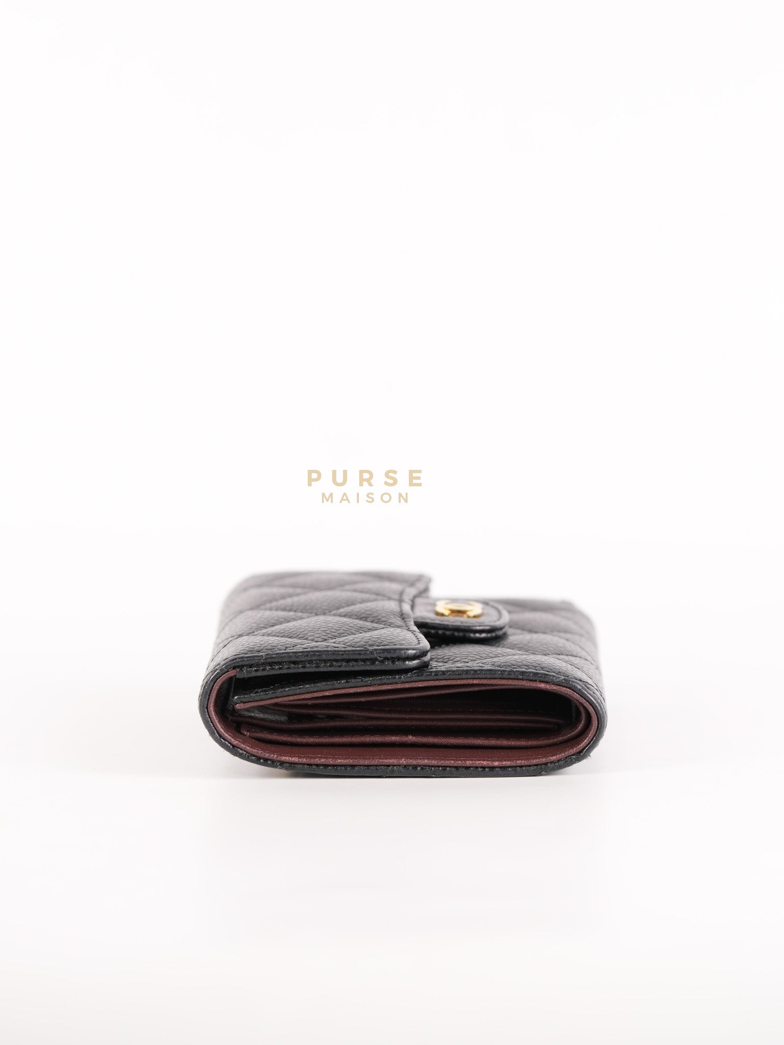 Classic Flap Wallet in Black Caviar Leather Gold Hardware Series 27 | Purse Maison Luxury Bags Shop