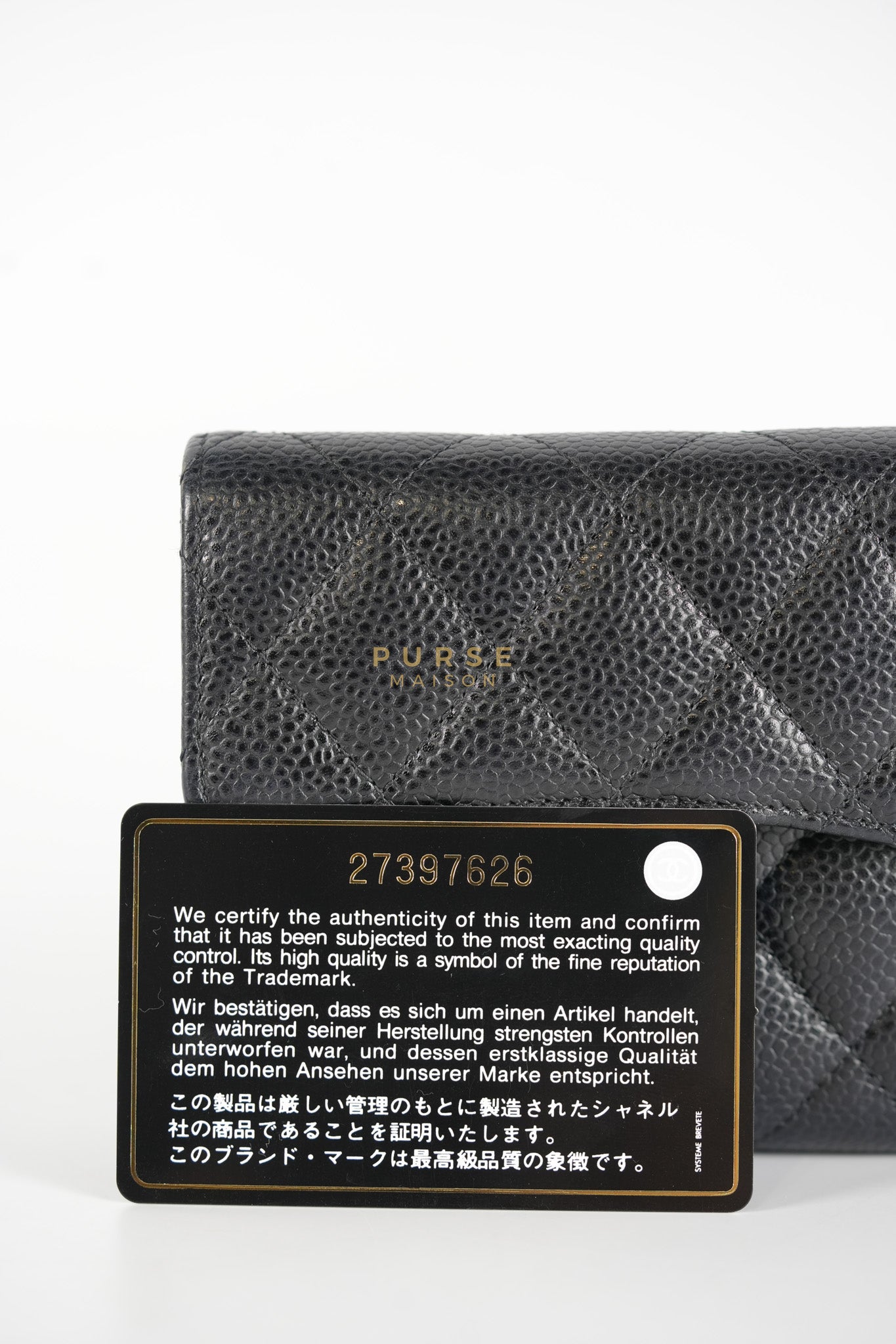 Classic Flap Wallet in Black Caviar Leather Gold Hardware Series 27 | Purse Maison Luxury Bags Shop