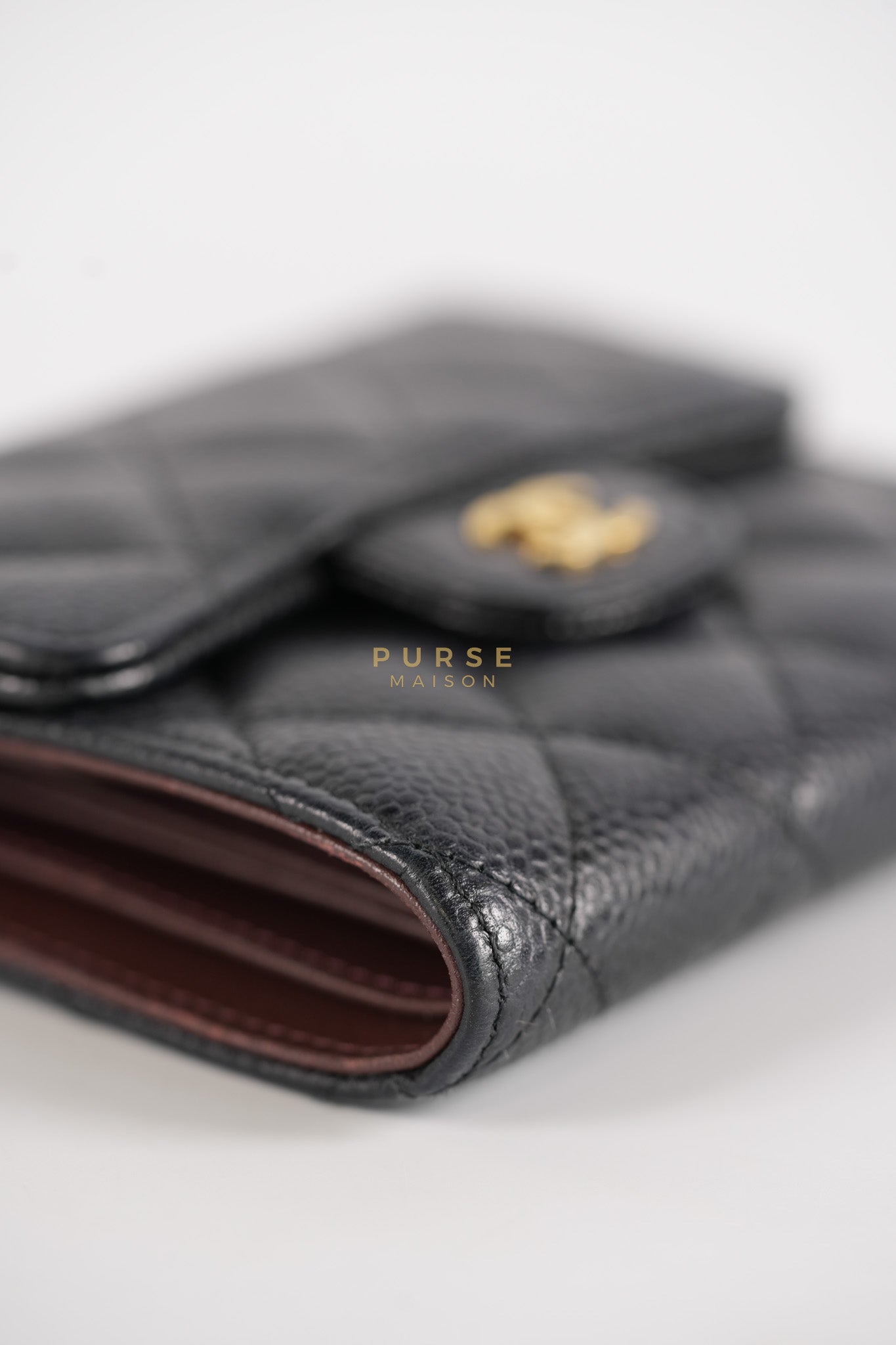 Classic Flap Wallet in Black Caviar Leather Gold Hardware Series 27 | Purse Maison Luxury Bags Shop