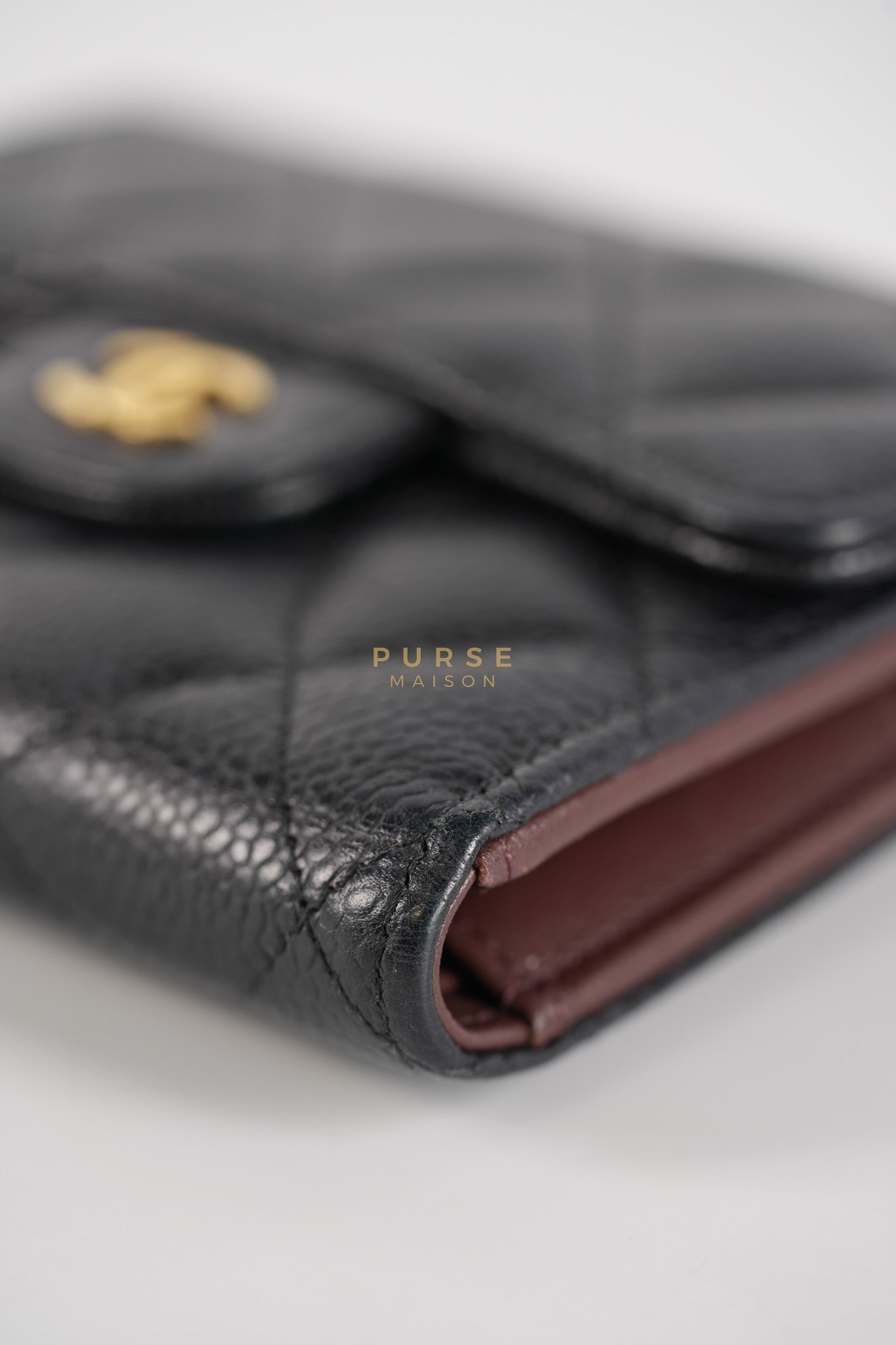 Classic Flap Wallet in Black Caviar Leather Gold Hardware Series 27 | Purse Maison Luxury Bags Shop