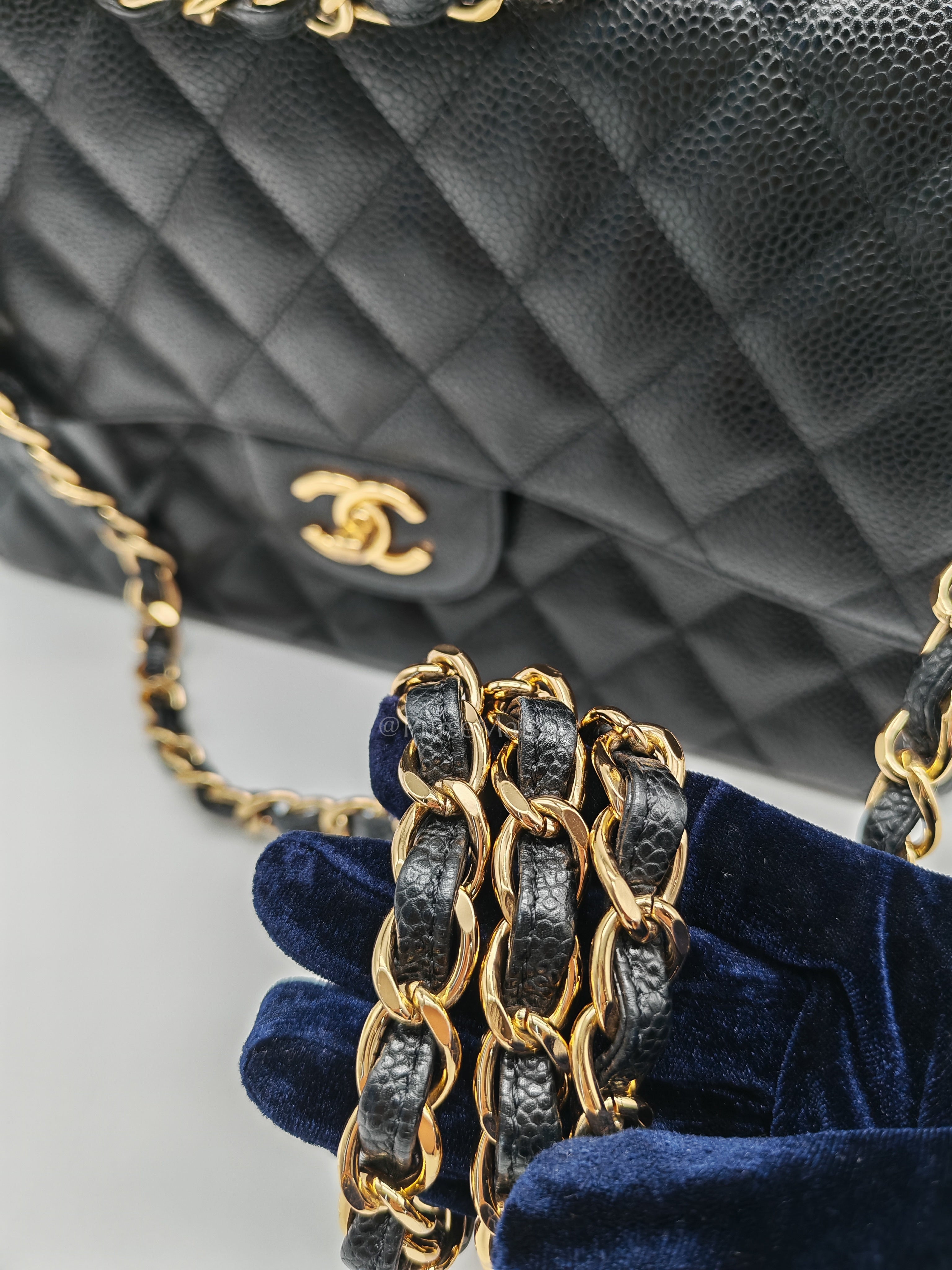 Classic Jumbo Double Flap Black Caviar Series 14 | Purse Maison Luxury Bags Shop