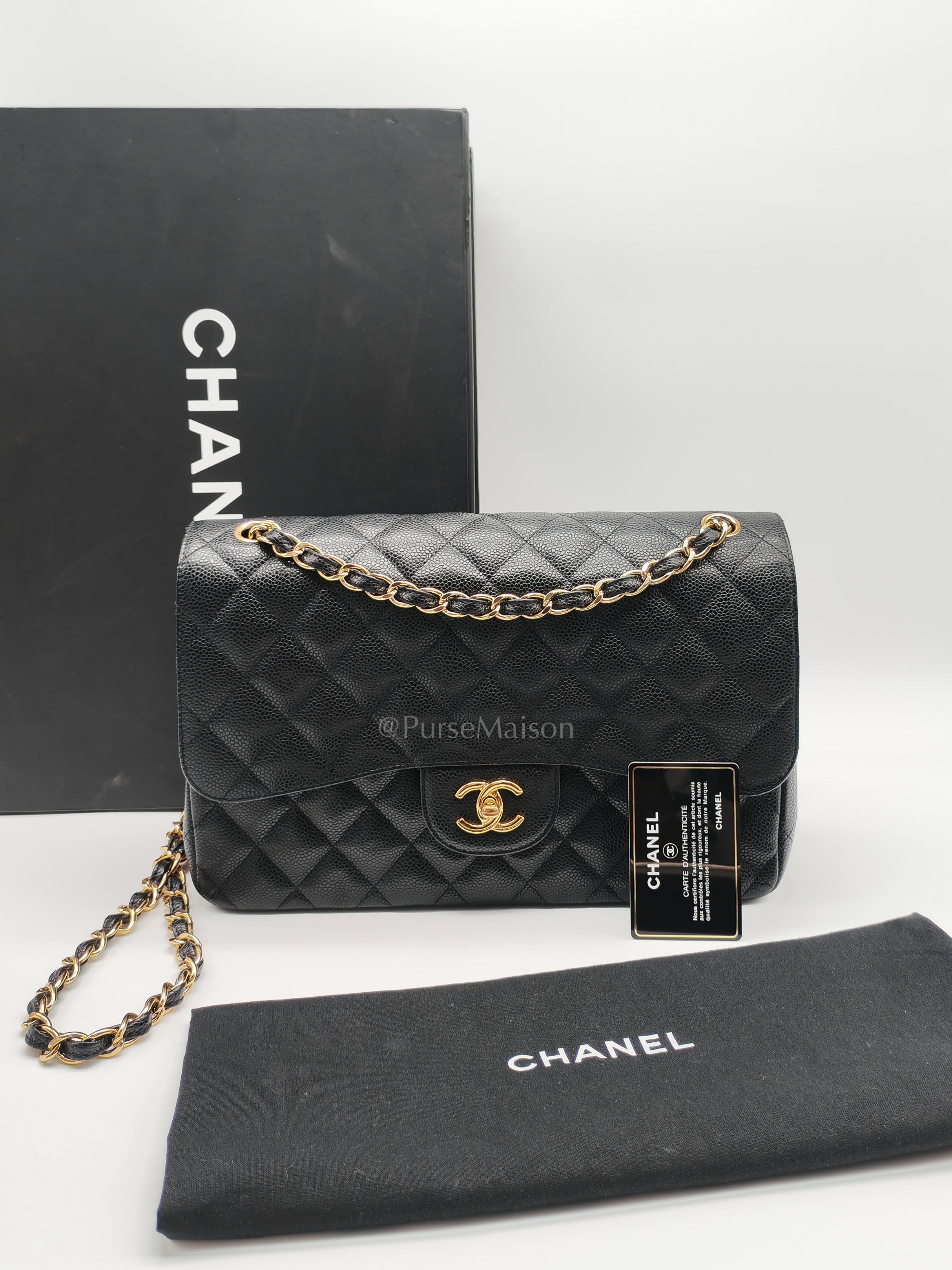 Classic Jumbo Double Flap Black Caviar Series 14 | Purse Maison Luxury Bags Shop