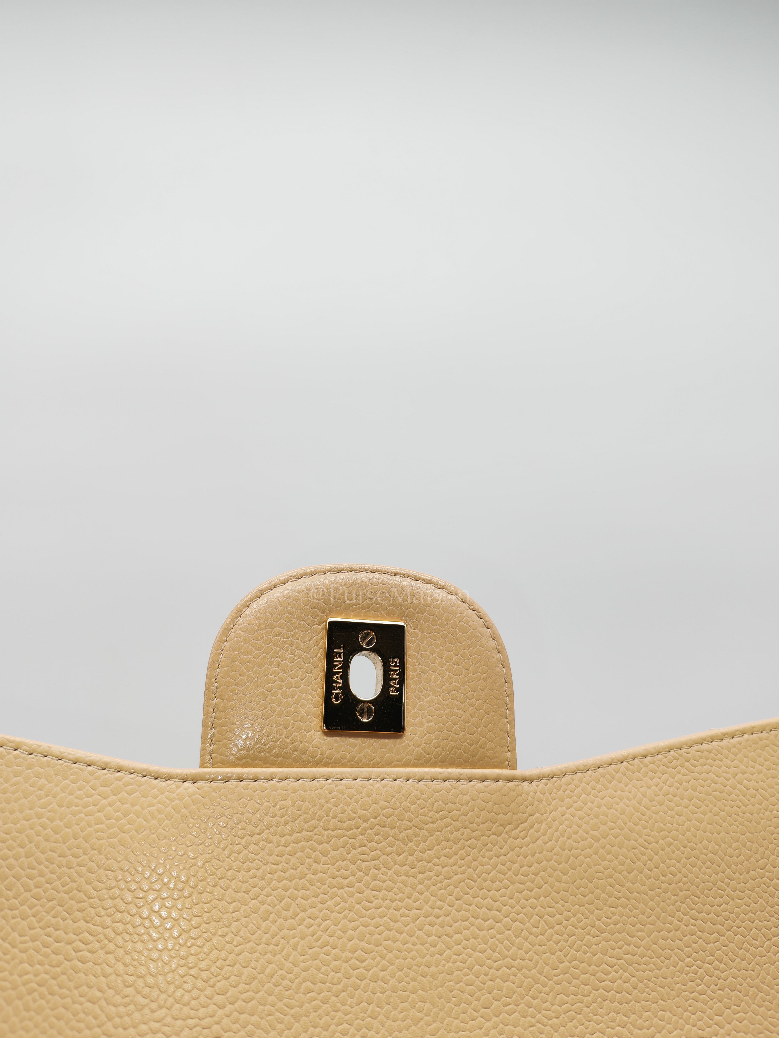 Classic Jumbo Double Flap in Beige Clair Leather and Gold Hardware Series 20 | Purse Maison Luxury Bags Shop