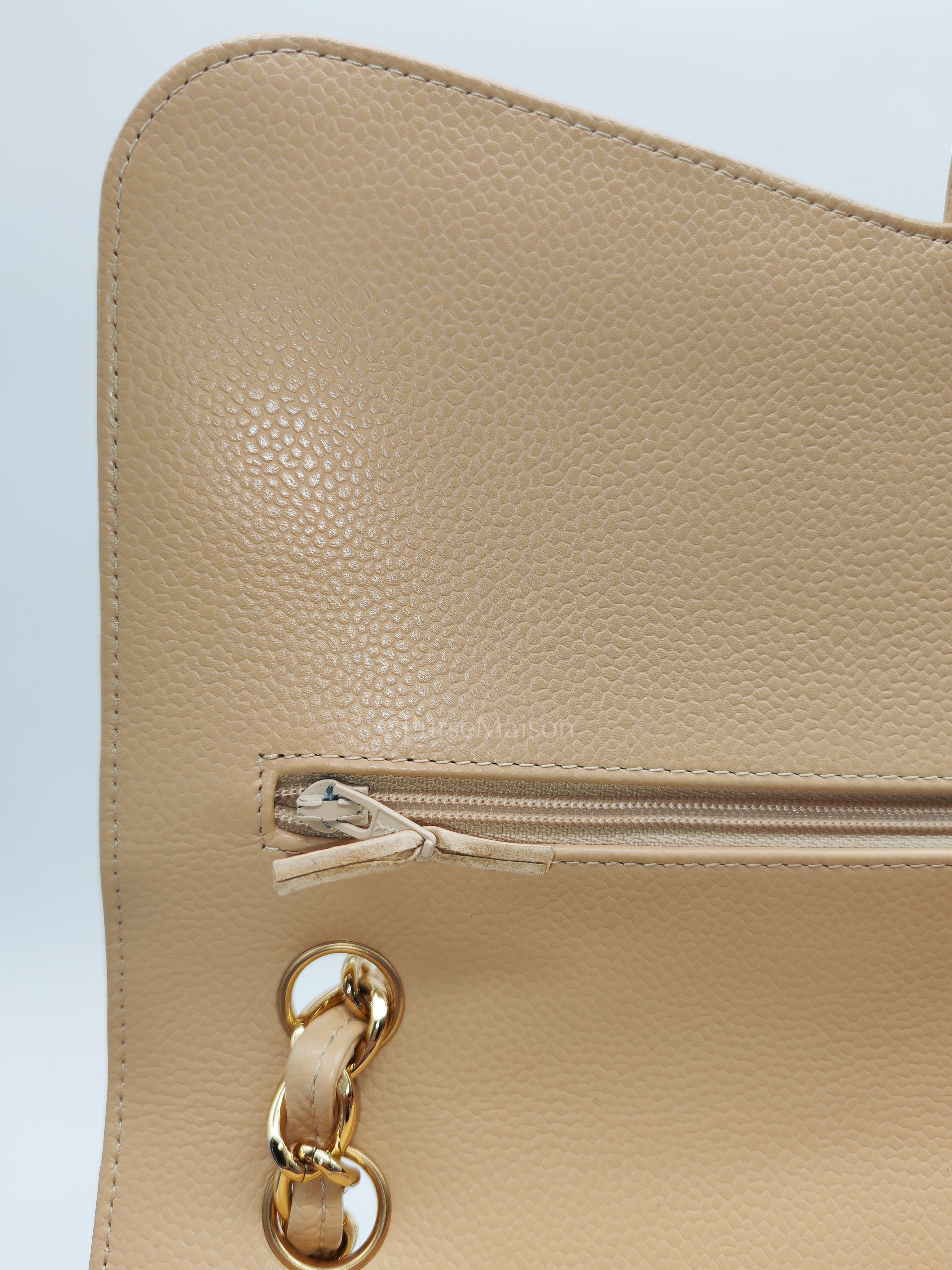 Classic Jumbo Double Flap in Beige Clair Leather and Gold Hardware Series 20 | Purse Maison Luxury Bags Shop