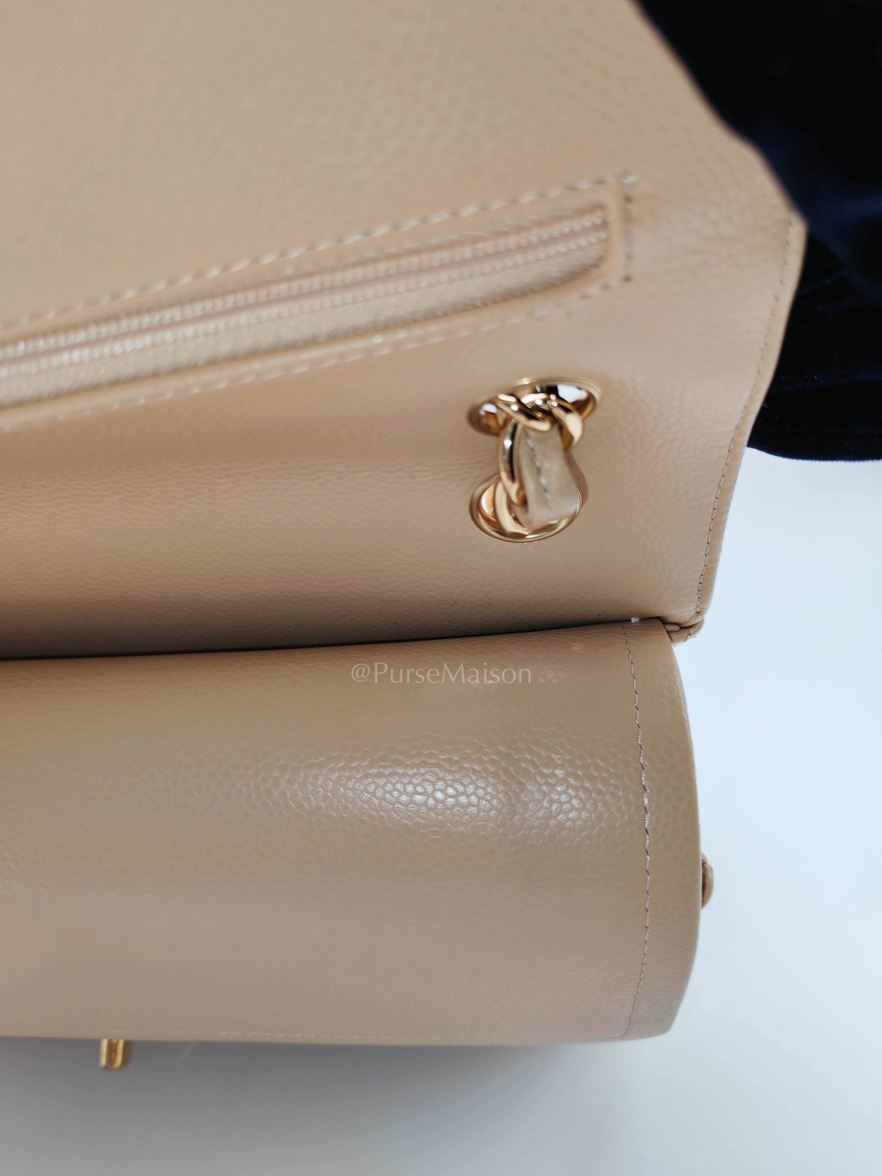Classic Jumbo Double Flap in Beige Clair Leather and Gold Hardware Series 20 | Purse Maison Luxury Bags Shop