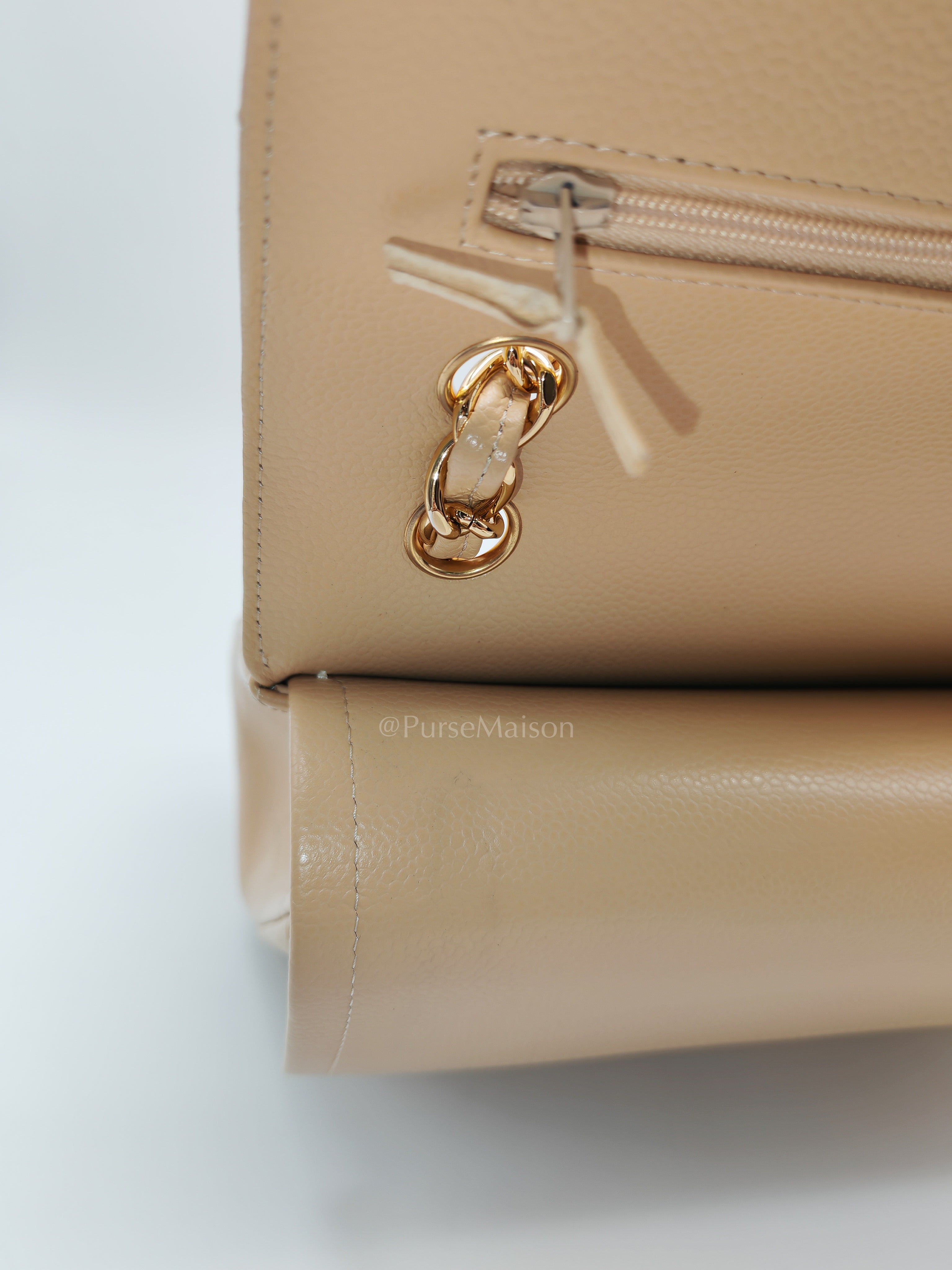 Classic Jumbo Double Flap in Beige Clair Leather and Gold Hardware Series 20 | Purse Maison Luxury Bags Shop