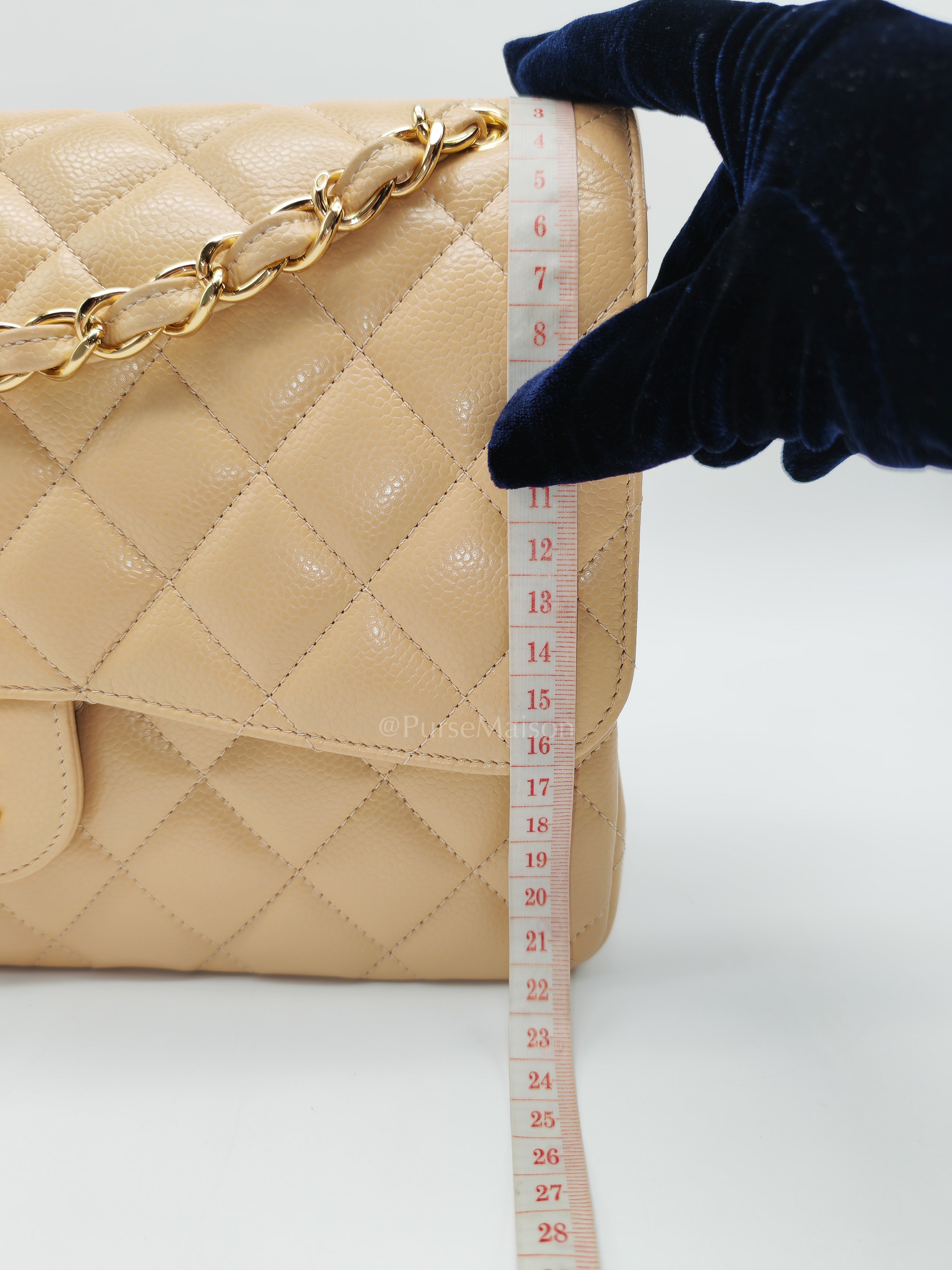 Classic Jumbo Double Flap in Beige Clair Leather and Gold Hardware Series 20 | Purse Maison Luxury Bags Shop