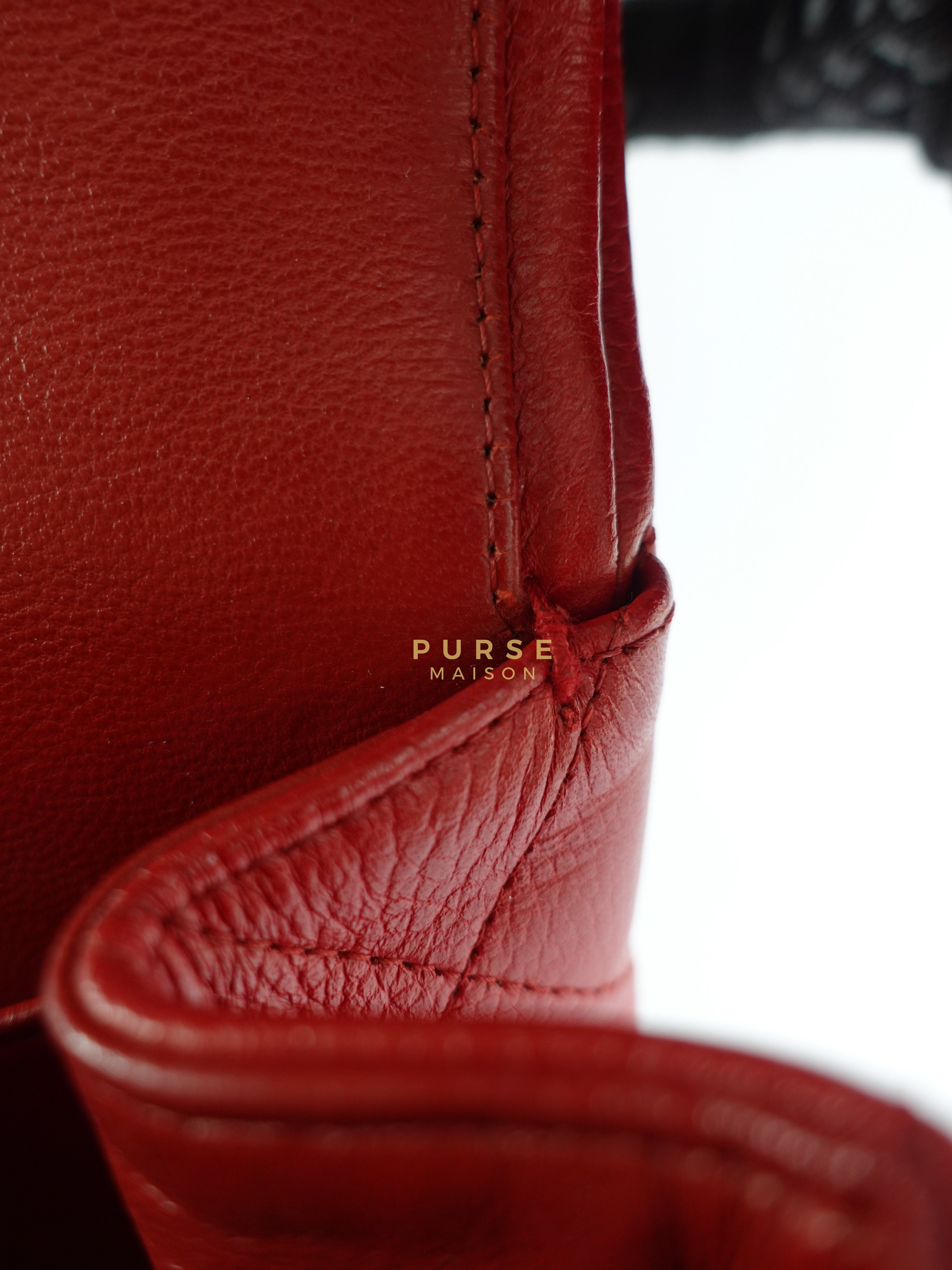 Classic Jumbo Red Caviar in Calfskin Leather & Silver Hardware Series 14 | Purse Maison Luxury Bags Shop
