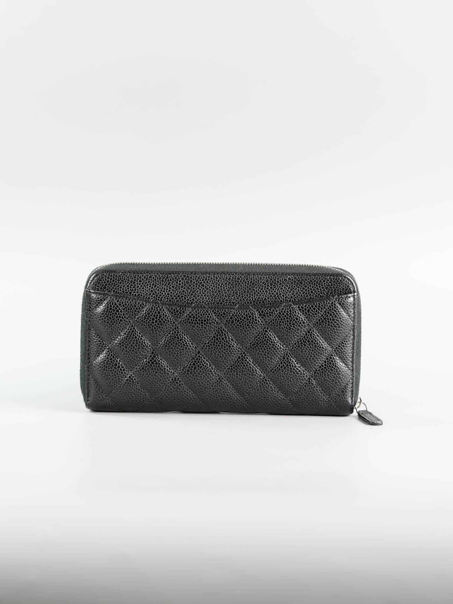 Classic Long Zipped Wallet Black Caviar Leather & Silver Hardware Series 31 | Purse Maison Luxury Bags Shop