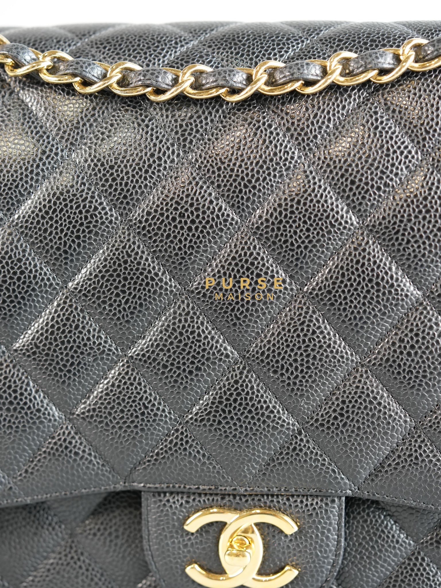 Classic Maxi Double Flap Caviar Quilted Leather in Gold Hardware Series 15 | Purse Maison Luxury Bags Shop