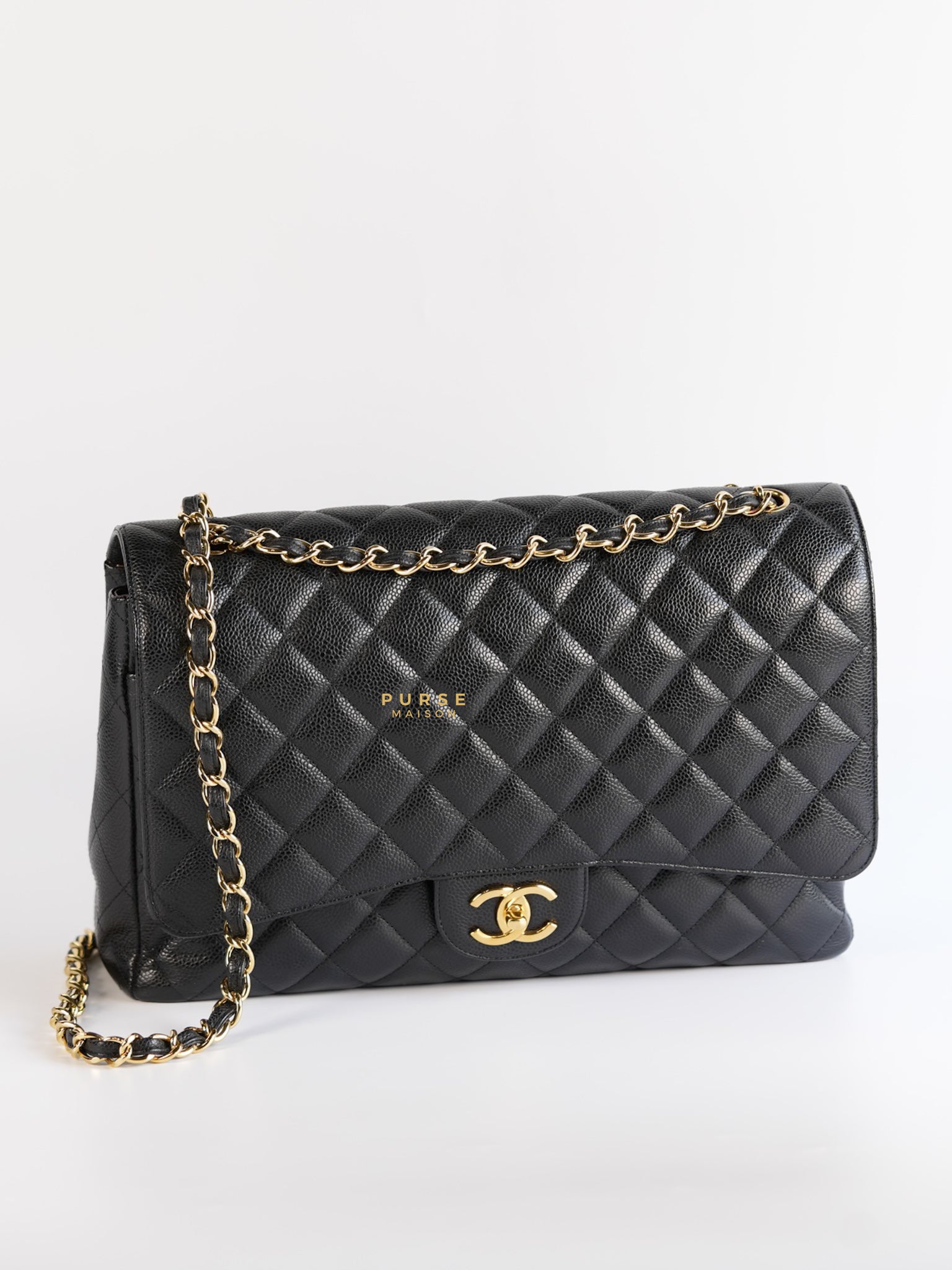 Classic Maxi Double Flap Caviar Quilted Leather in Gold Hardware Series 15 | Purse Maison Luxury Bags Shop