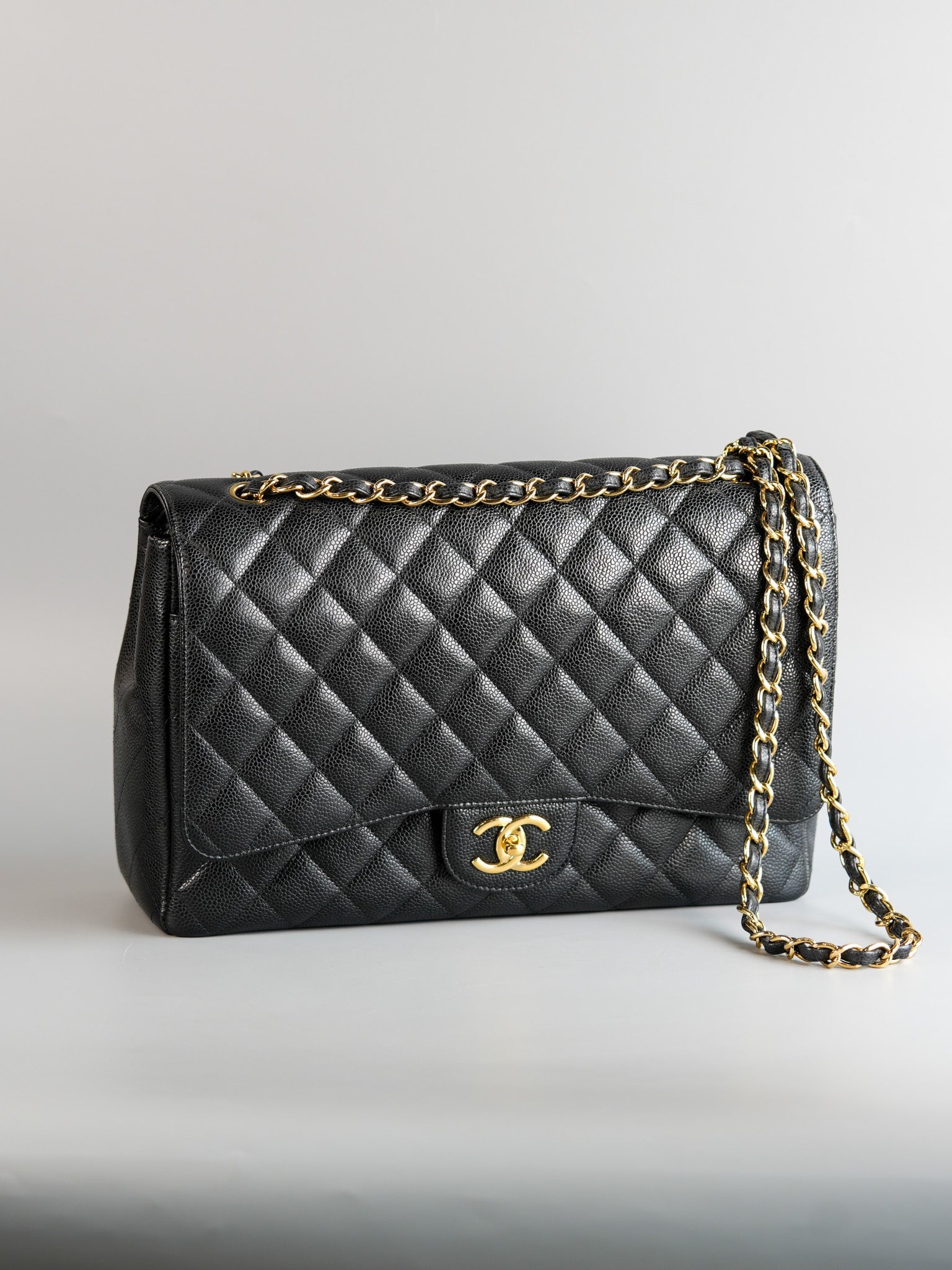 Classic Maxi Double Flap Caviar Quilted Leather in Gold Hardware Series 15 | Purse Maison Luxury Bags Shop