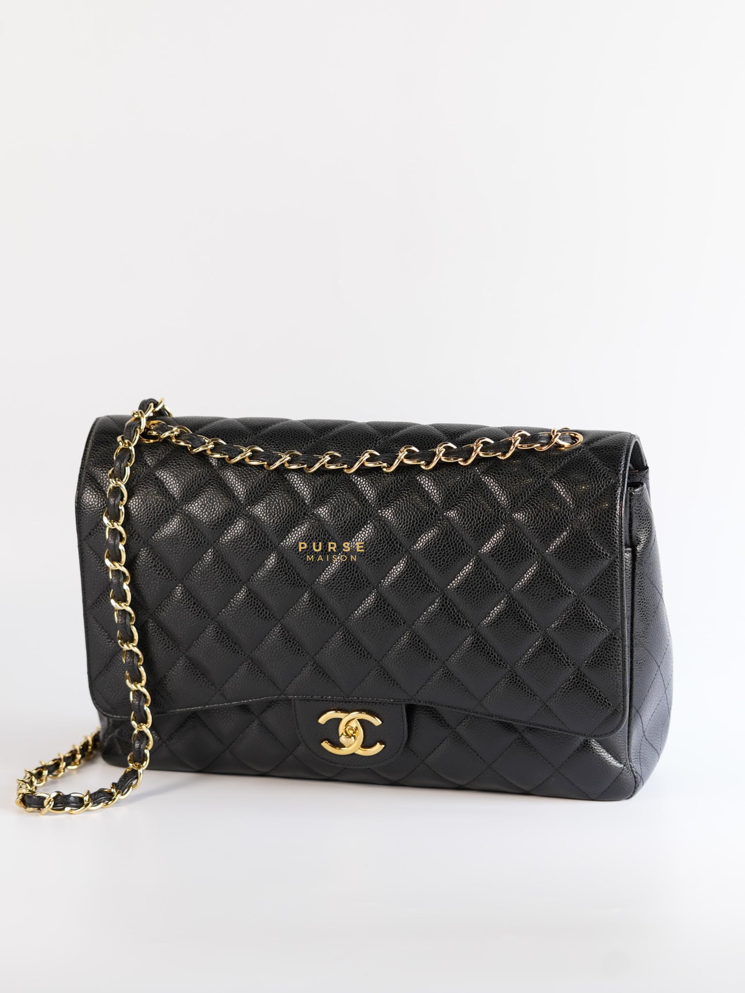 Classic Maxi Double Flap Caviar Quilted Leather in Gold Hardware Series 15 | Purse Maison Luxury Bags Shop