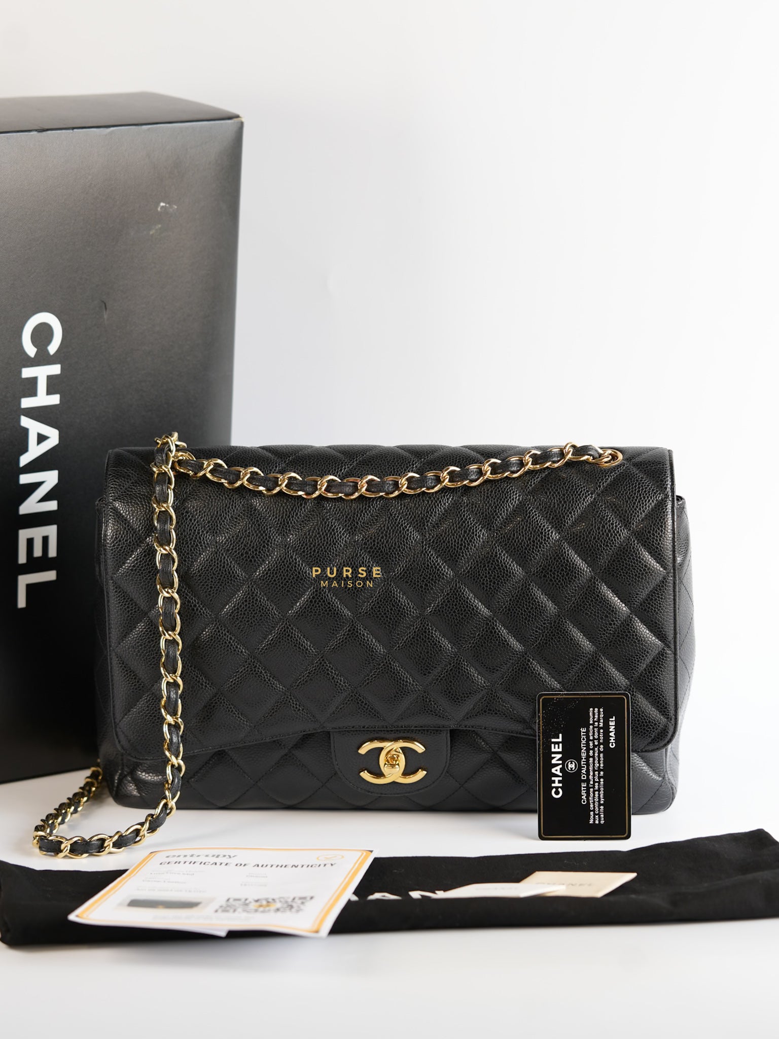 Classic Maxi Double Flap Caviar Quilted Leather in Gold Hardware Series 15 | Purse Maison Luxury Bags Shop
