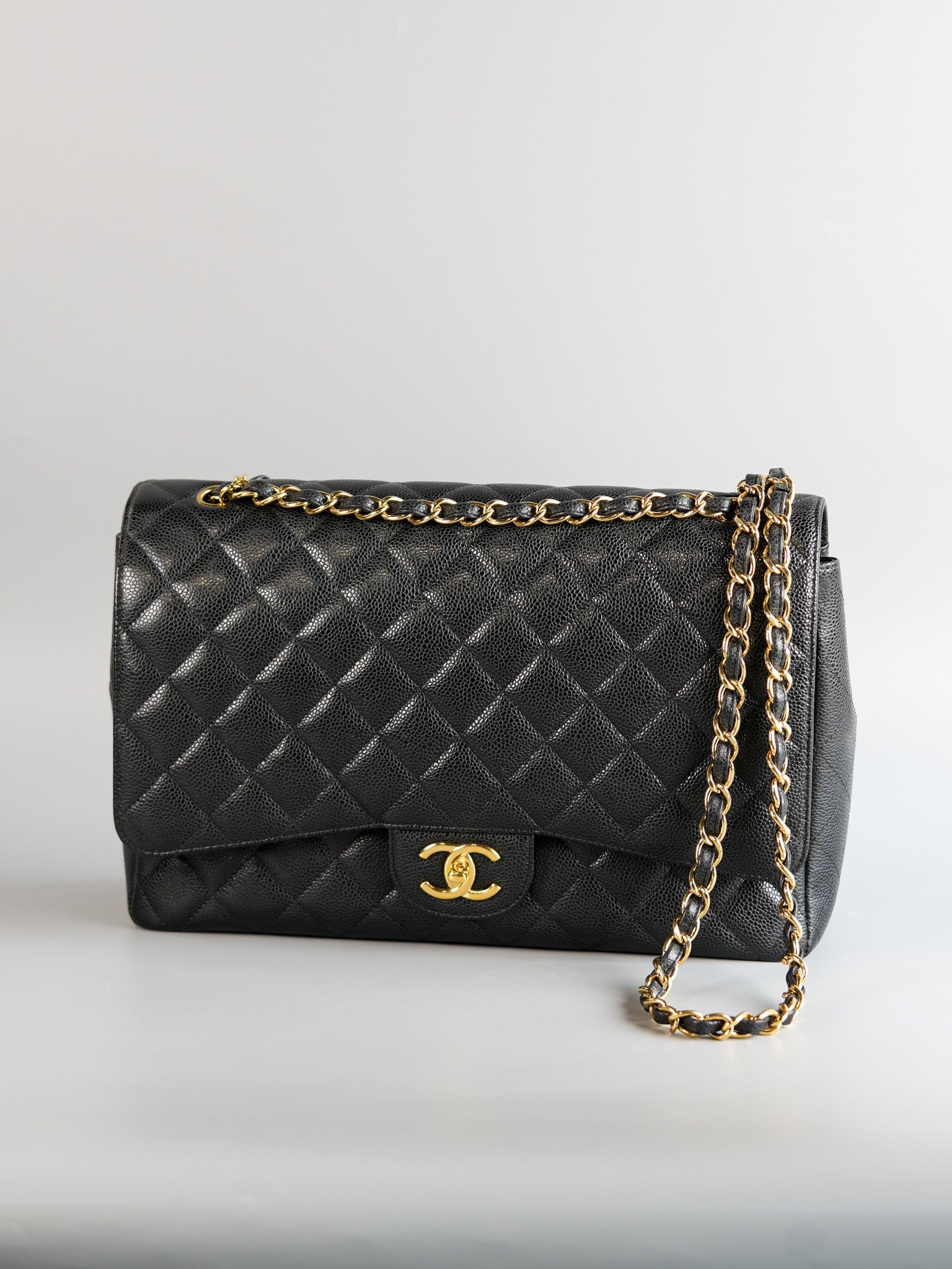 Classic Maxi Double Flap Caviar Quilted Leather in Gold Hardware Series 15 | Purse Maison Luxury Bags Shop