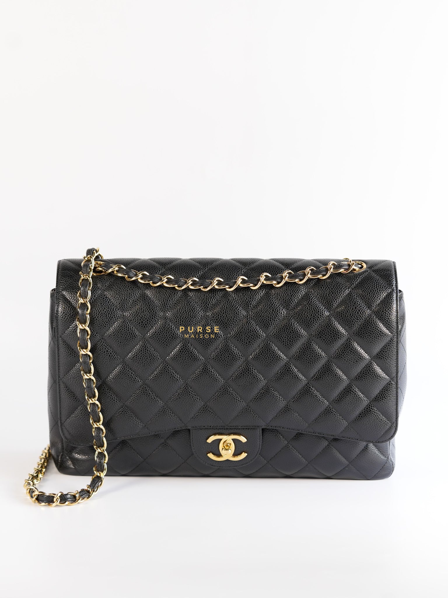 Classic Maxi Double Flap Caviar Quilted Leather in Gold Hardware Series 15 | Purse Maison Luxury Bags Shop