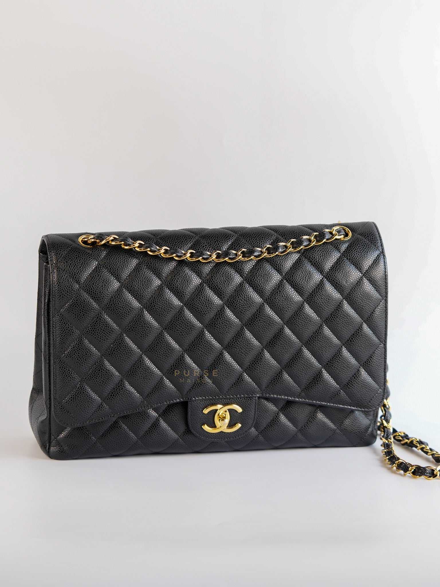 Classic Maxi Double Flap in Caviar Quilted Calfskin Leather Series 19 | Purse Maison Luxury Bags Shop