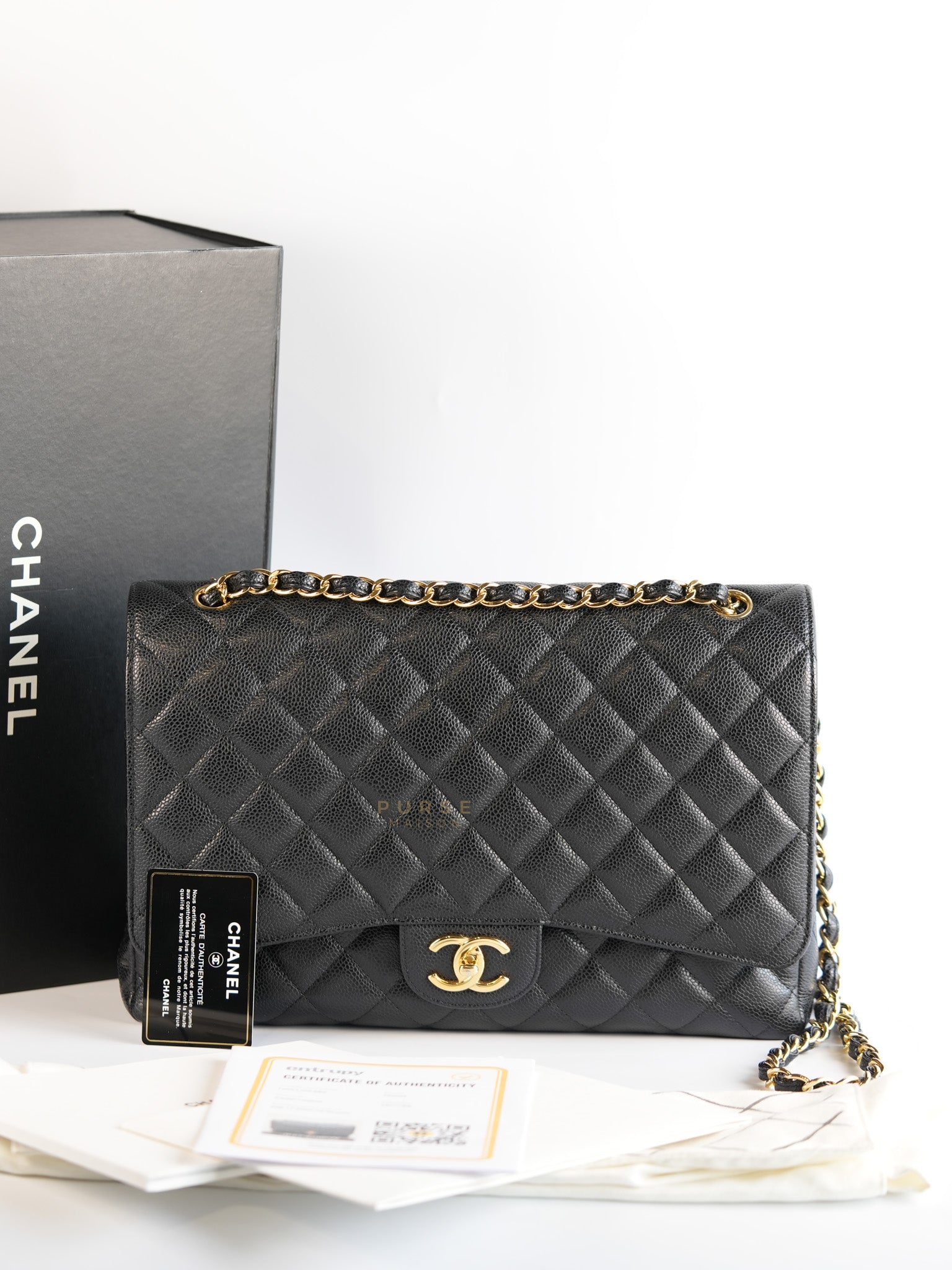 Classic Maxi Double Flap in Caviar Quilted Calfskin Leather Series 19 | Purse Maison Luxury Bags Shop