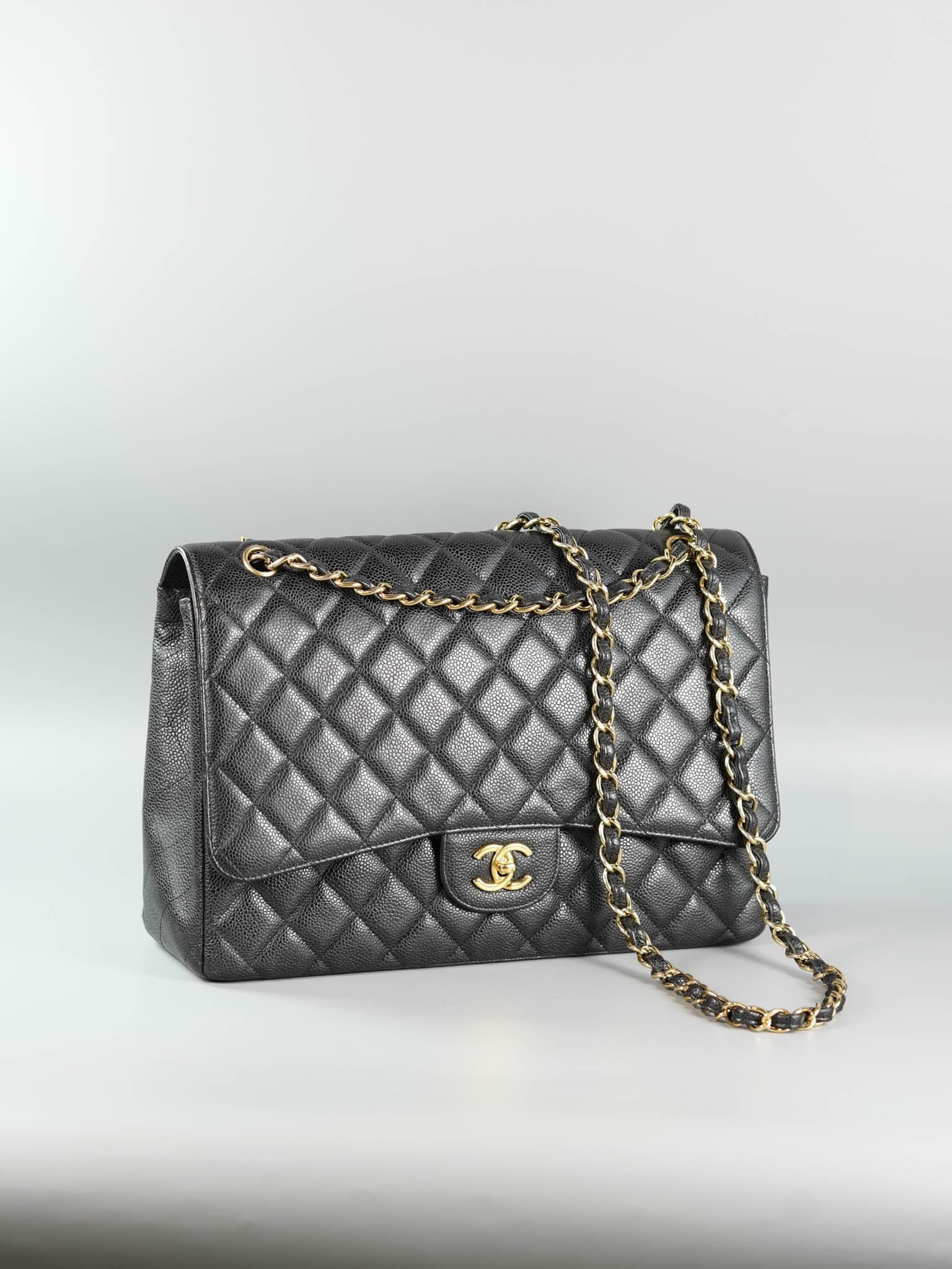 Classic Maxi Single Flap Caviar Quilted Leather in Gold Hardware Series 13 | Purse Maison Luxury Bags Shop