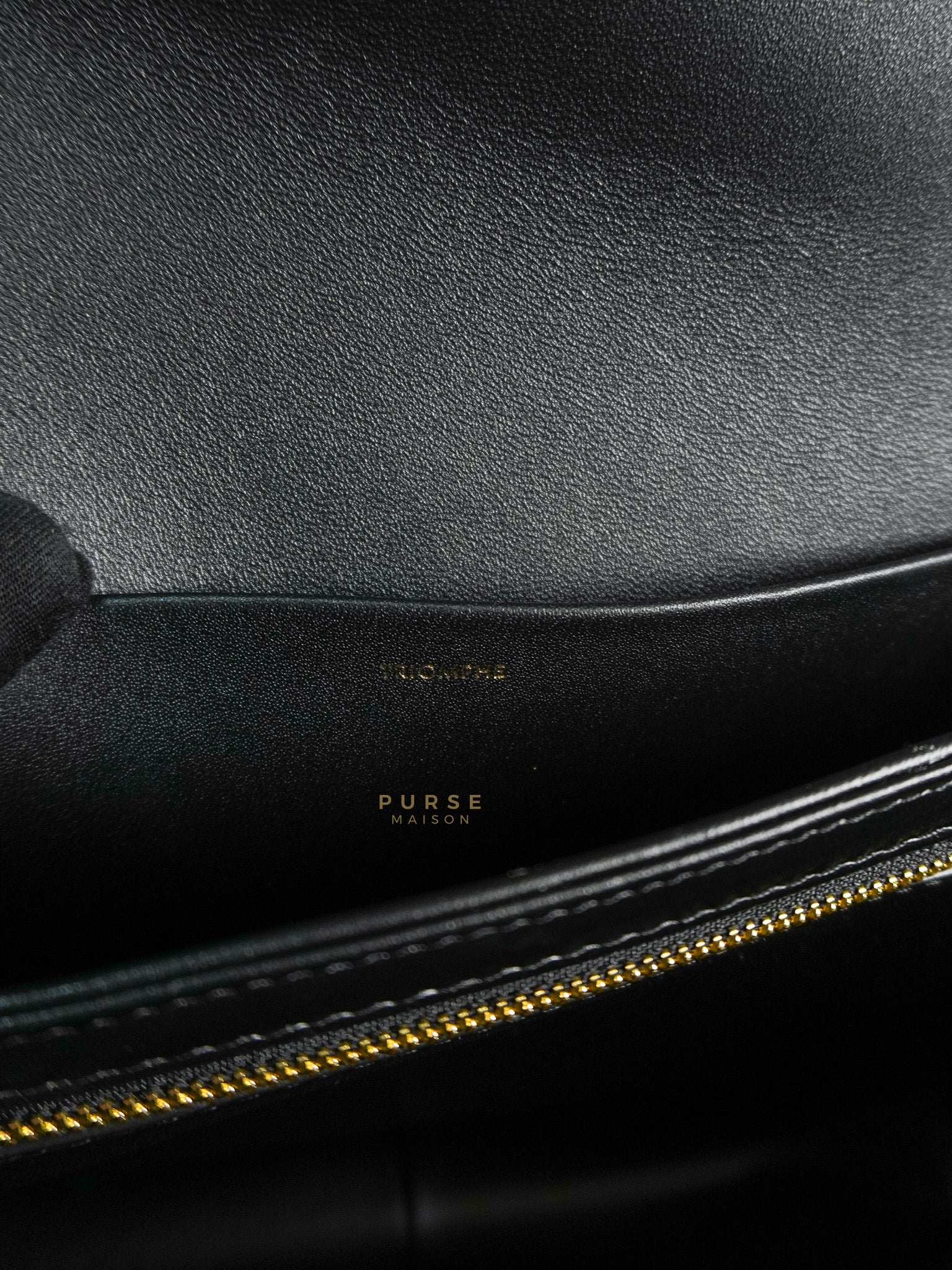 Classic Medium Triomphe in Black Shiny Calfskin Leather | Purse Maison Luxury Bags Shop